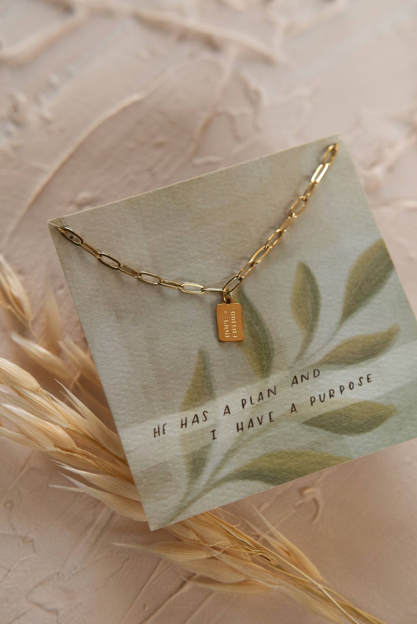Hope + Future Mini Tag Necklace - 14k Water Resistant