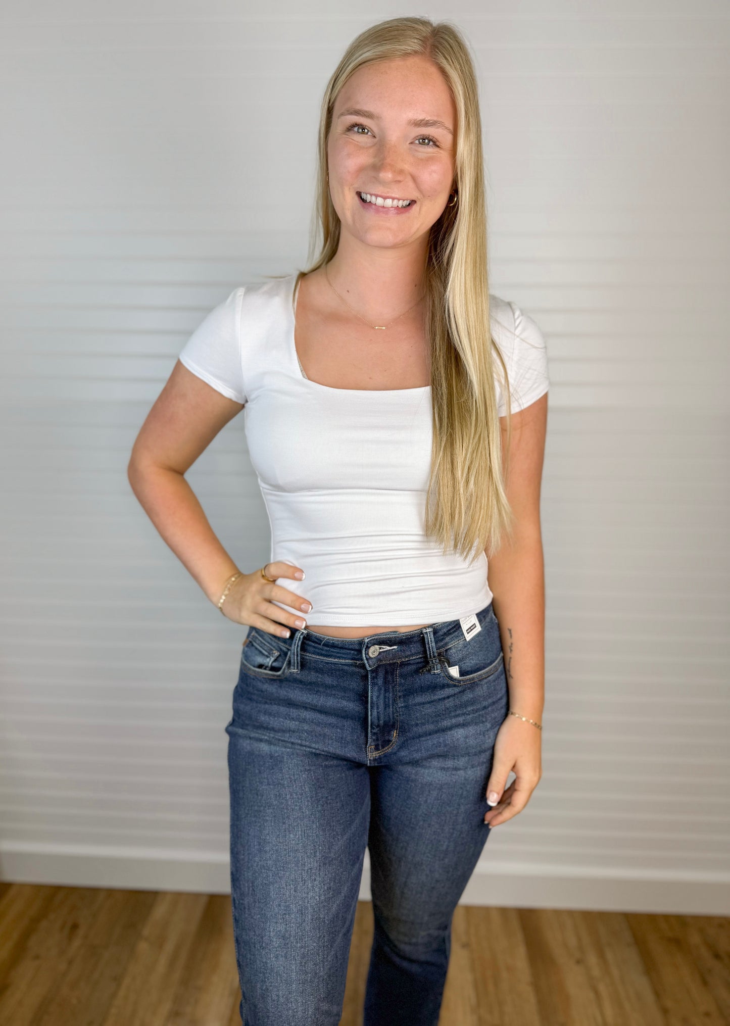 Soft Double Lined Square Neck Tee (2 colors)