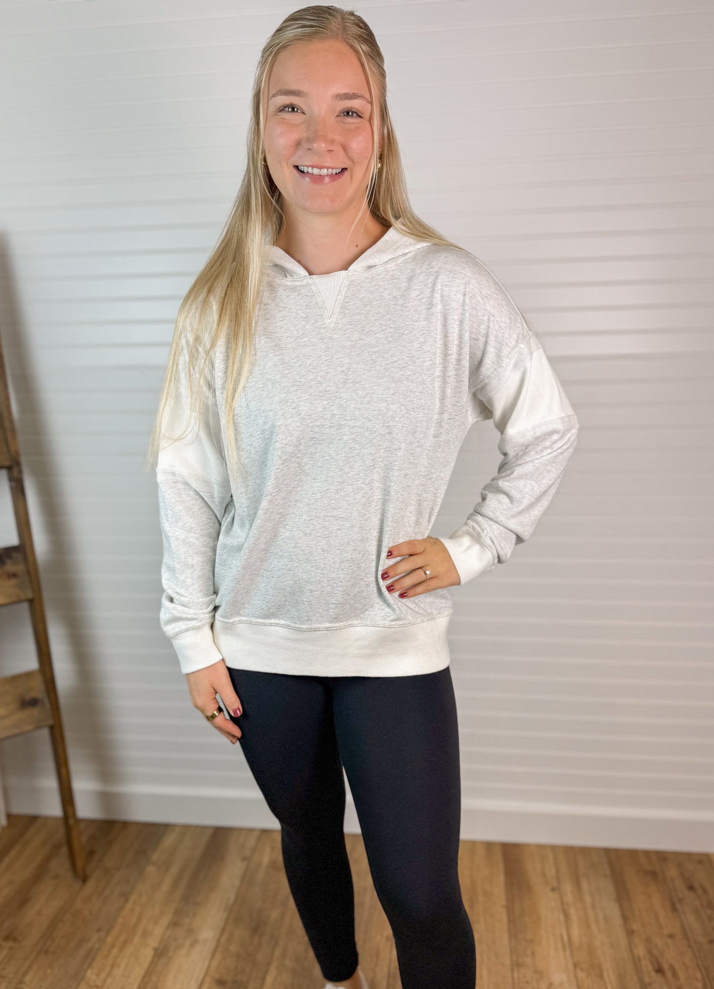 Contrast French Terry Pullover - Heather Grey