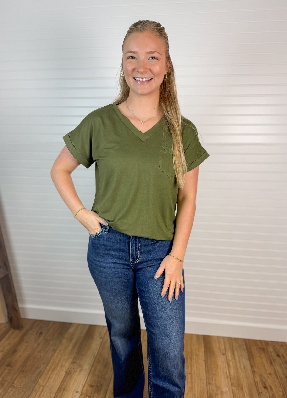 Butter Soft Pocket V-Neck Top (5 colors)