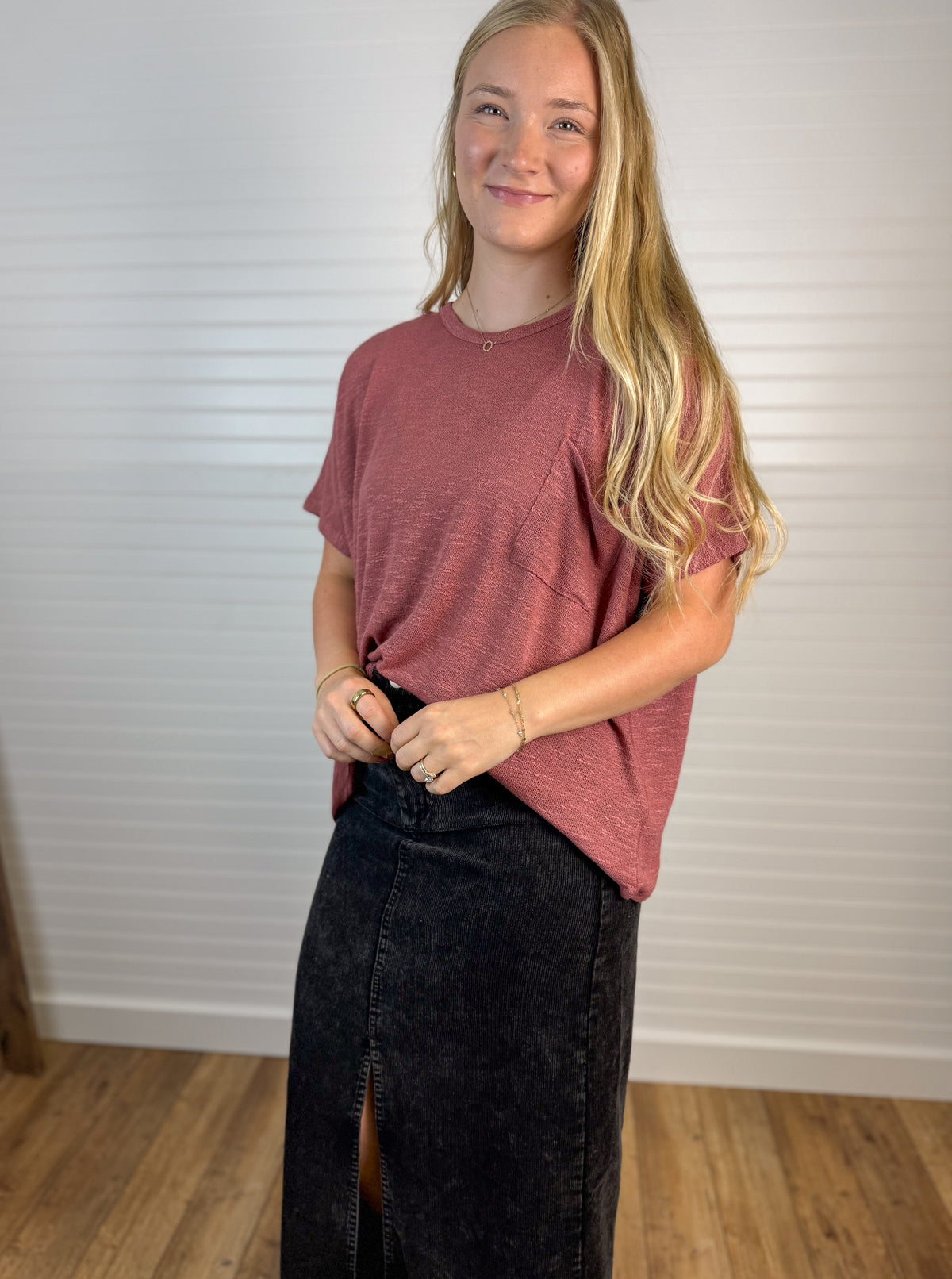 Oversized Slub Pocket Top (2 colors)