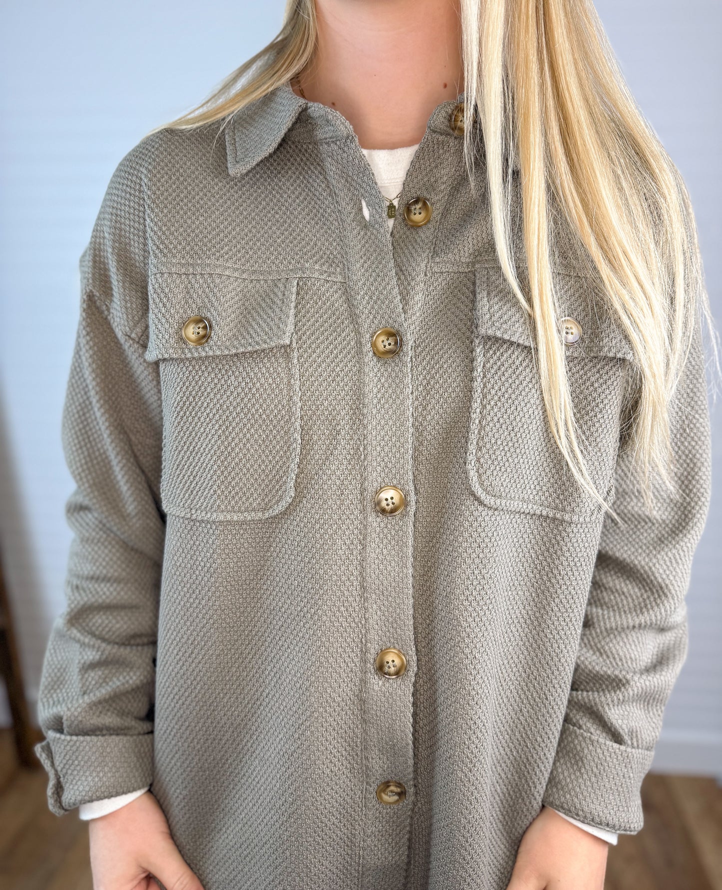Weave Texture Button Down Shacket (2 colors)
