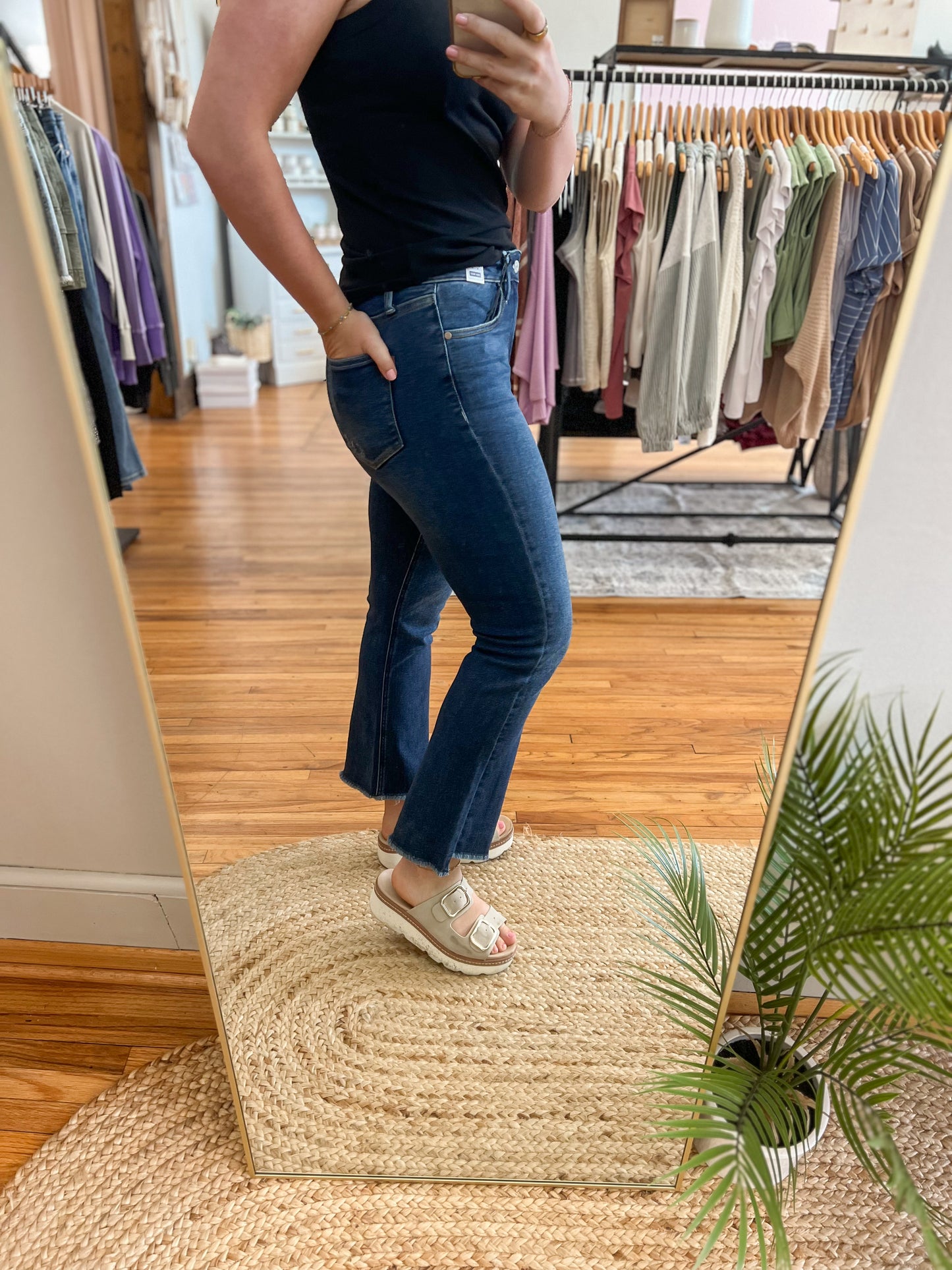 High Rise Kick Flare Denim - Dark