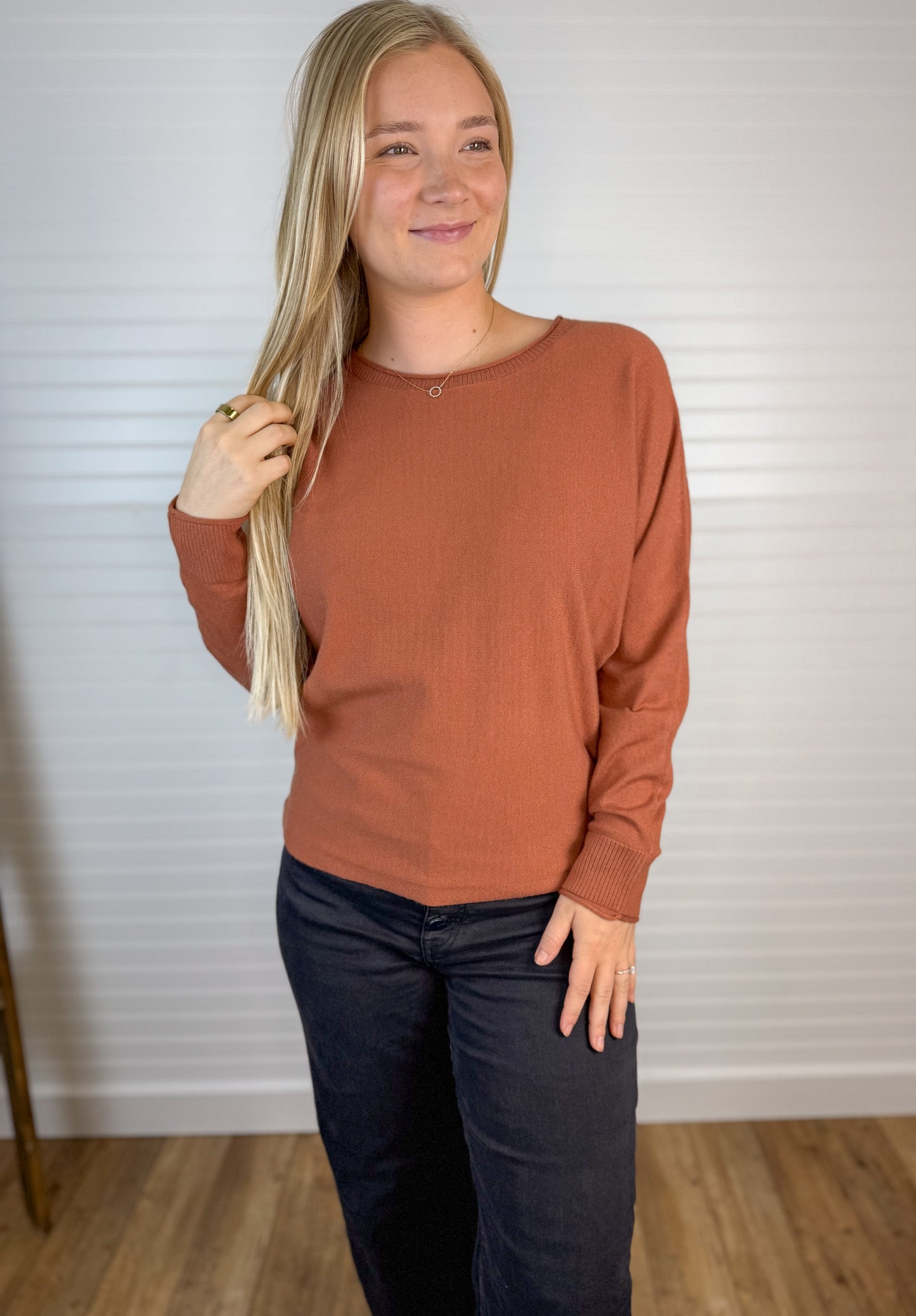 Wide Neck Soft Dolman Sweater (2 colors)