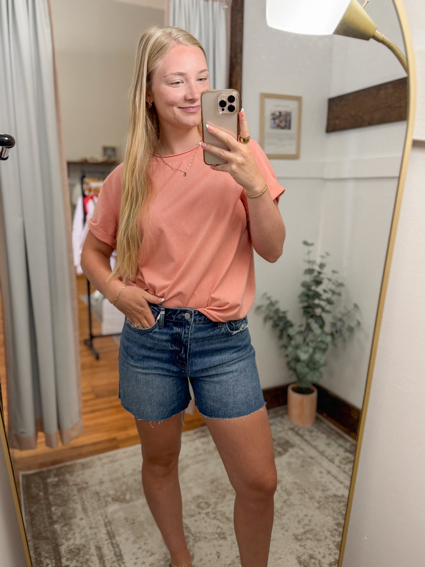 High Rise Stretchy Denim Shorts - Dark Wash