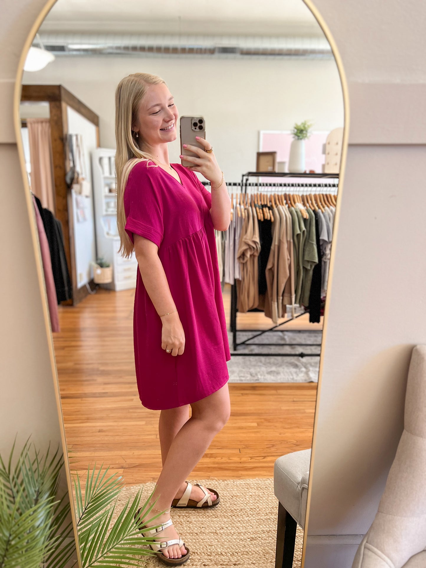 Airflow V-Neck Dress - Magenta
