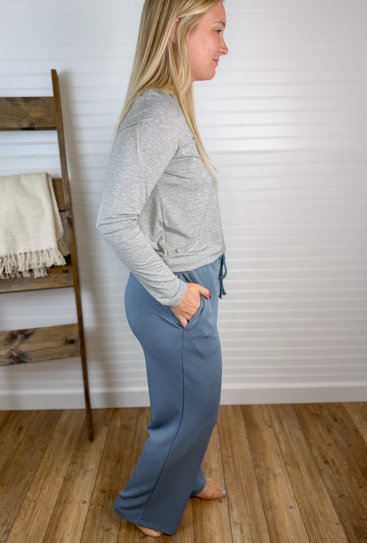 Simple Scuba Wide Leg - Denim Blue
