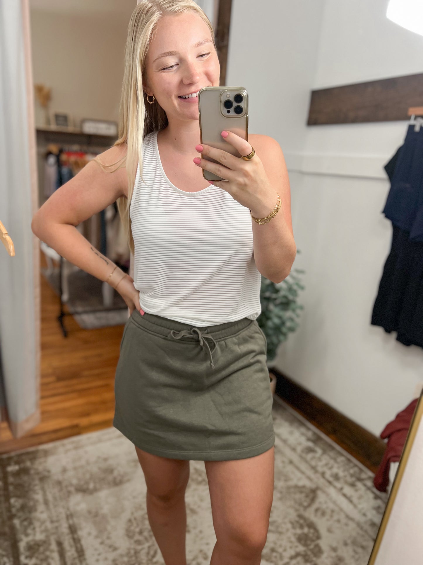 French Terry Skort - Smoky Olive