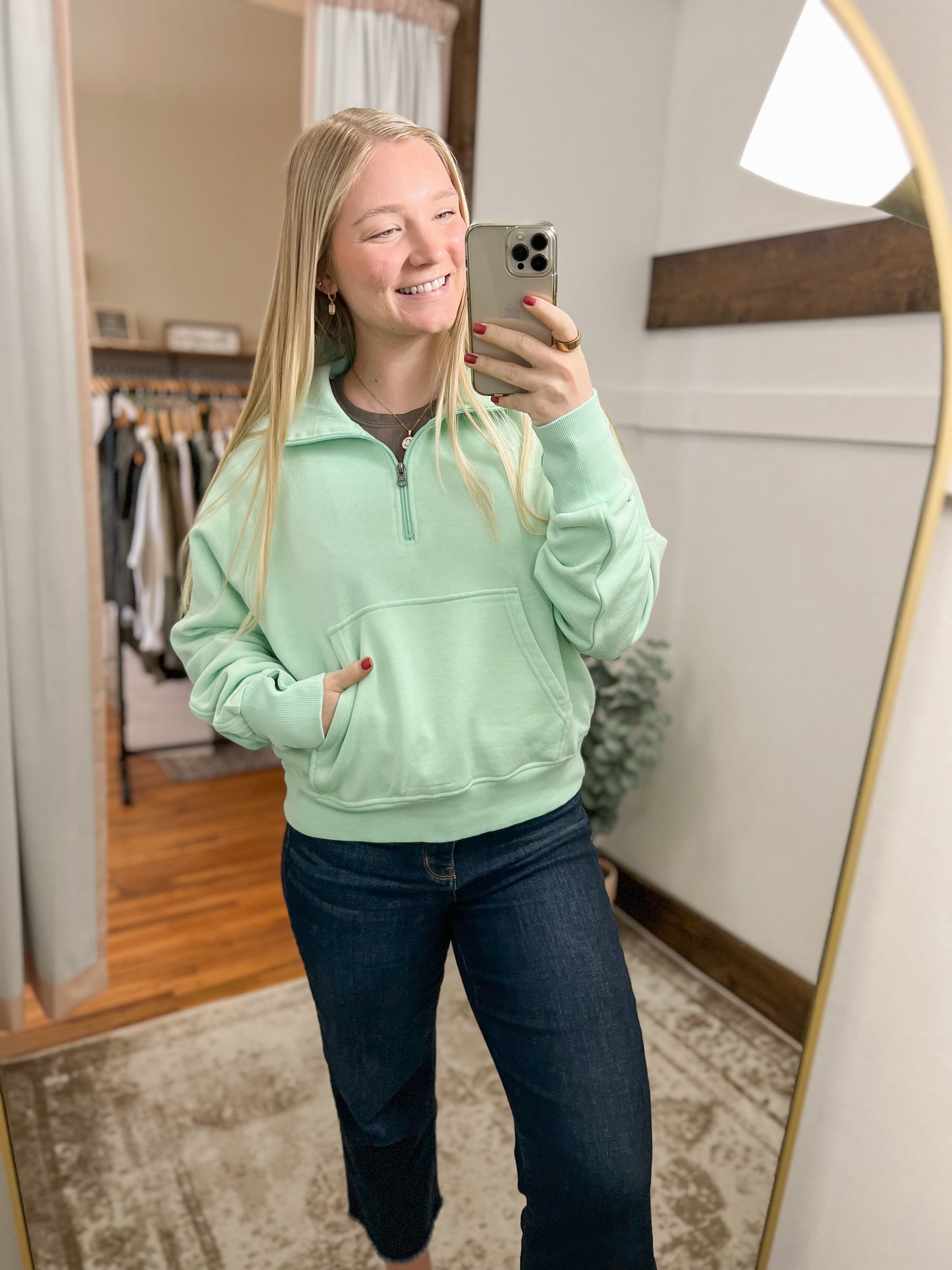 Quarter Zip Sweatshirt - Mint