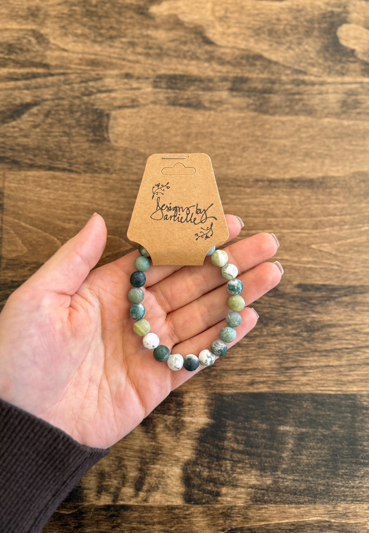 Stretchy Stone Bracelet - Green Multi