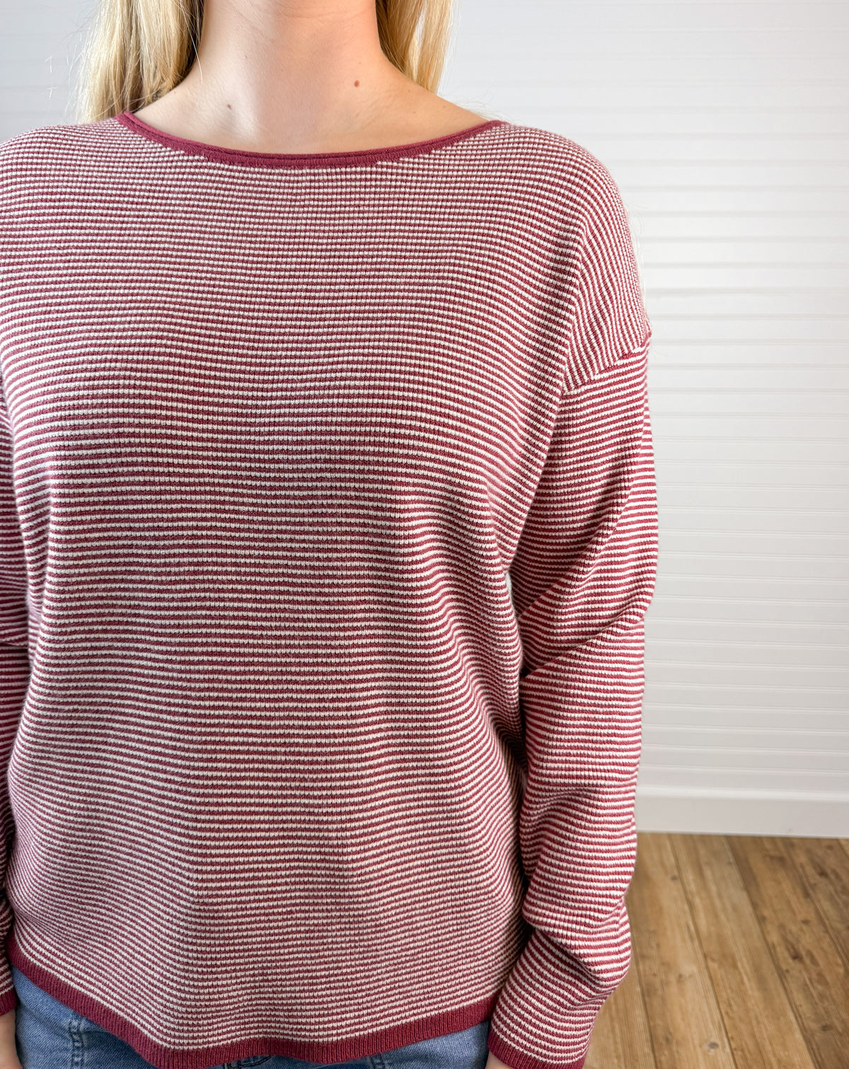 Waffle Knit Long Sleeve - Burgundy