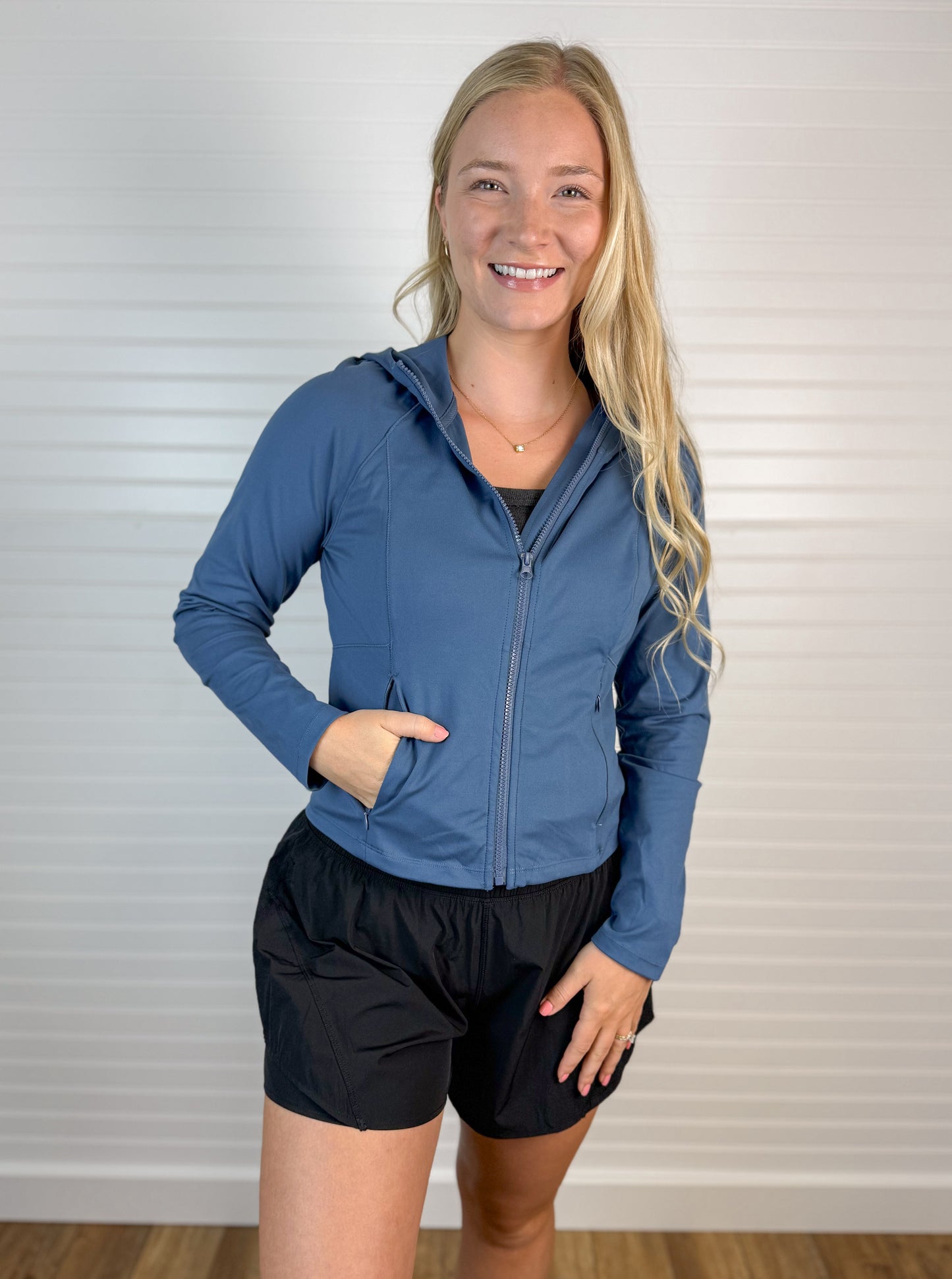 Zip-Up Hoodie Jacket - Blue