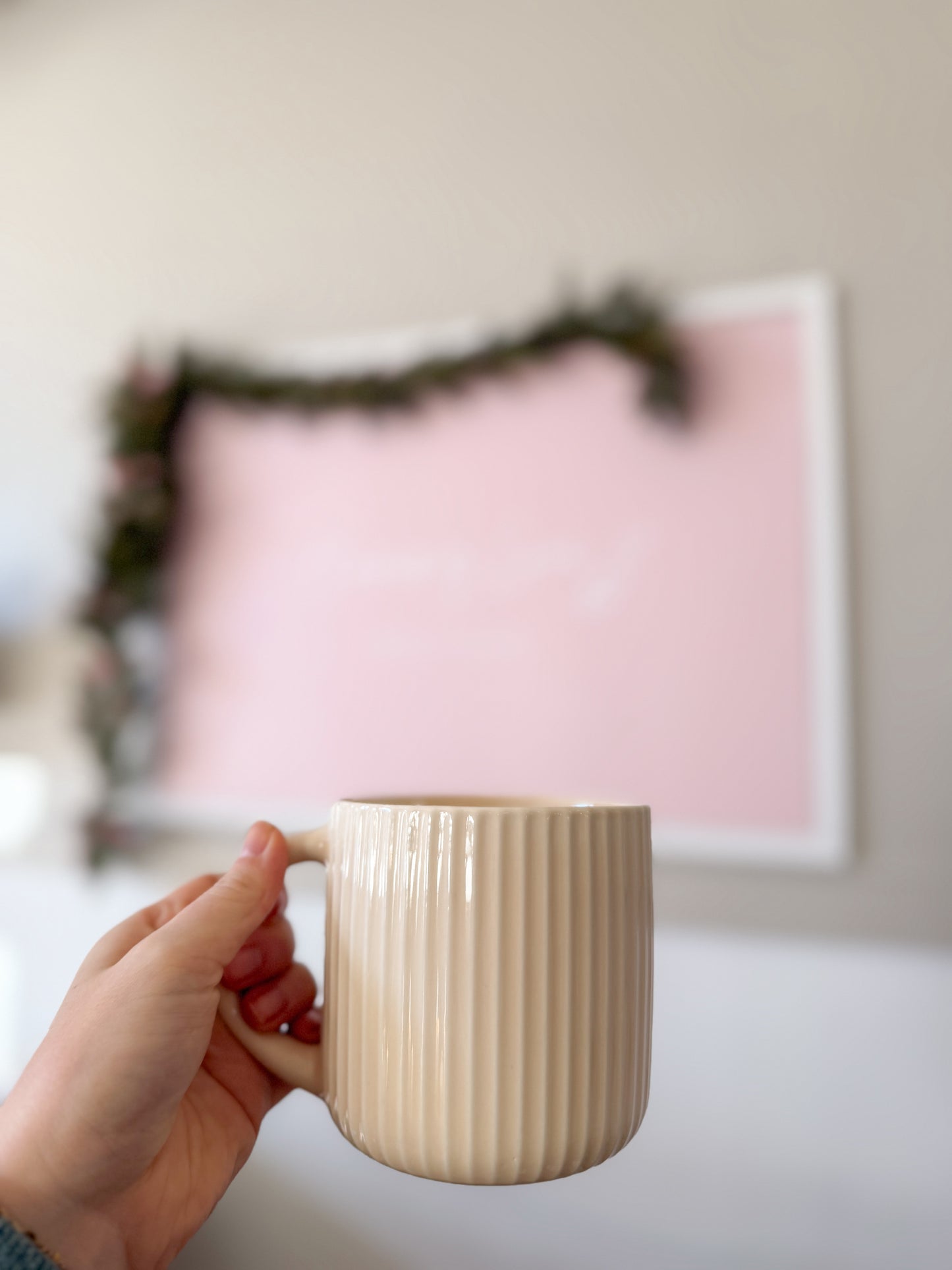 Ribbed Stoneware Mug - Cream