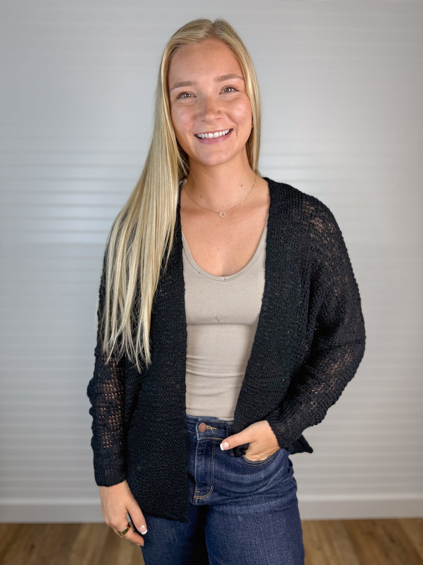 Dolman Relaxed Knit Cardigan - Black