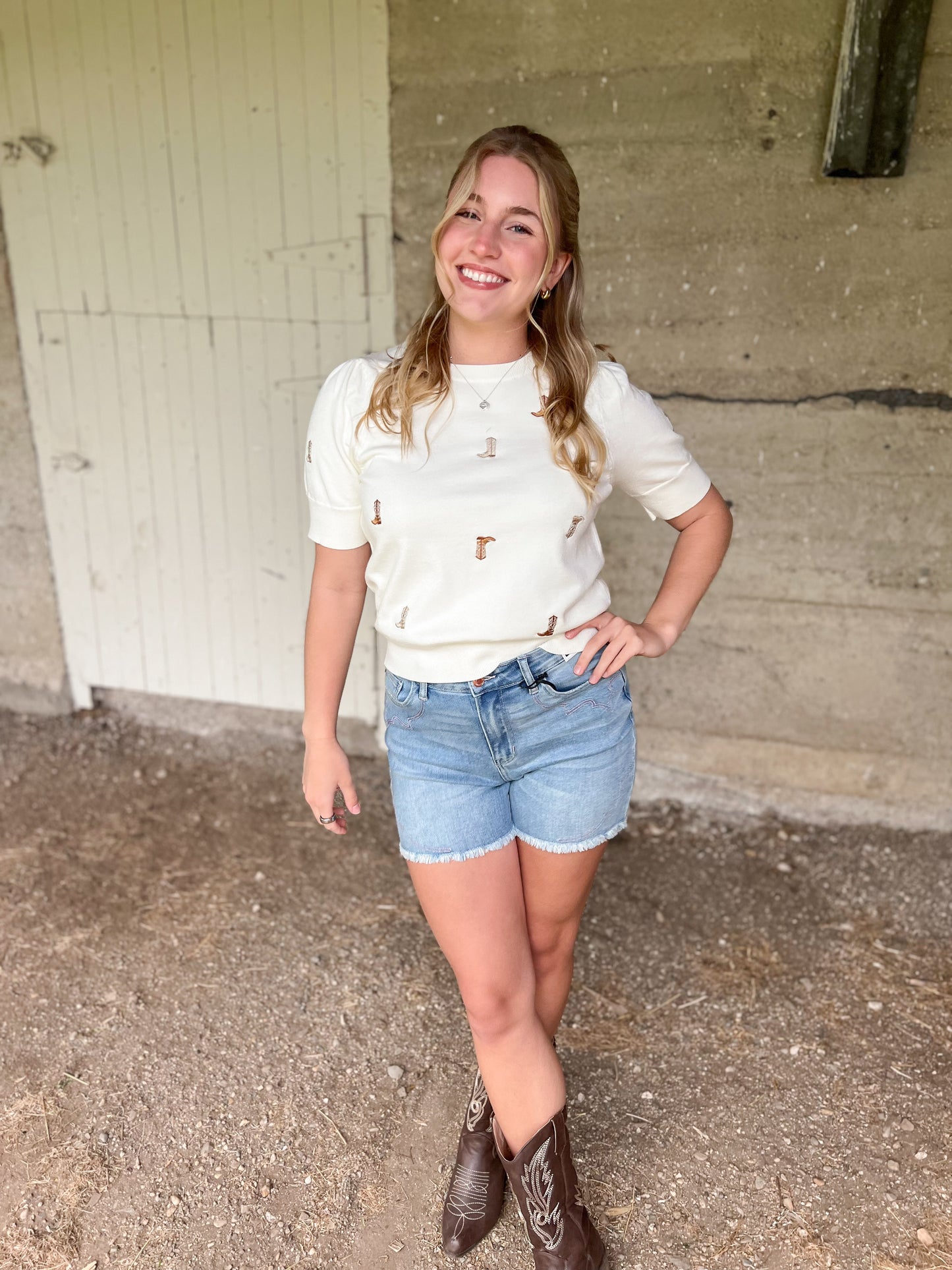 Western Embroidery Denim Shorts