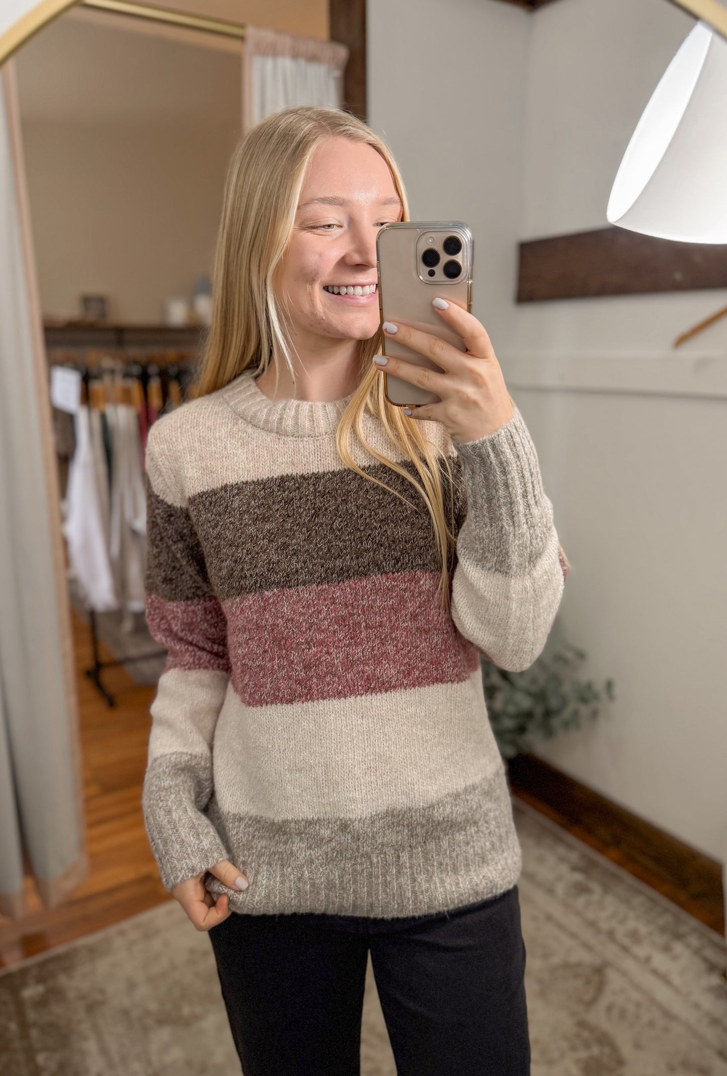 Textured Yarn Color Block Sweater