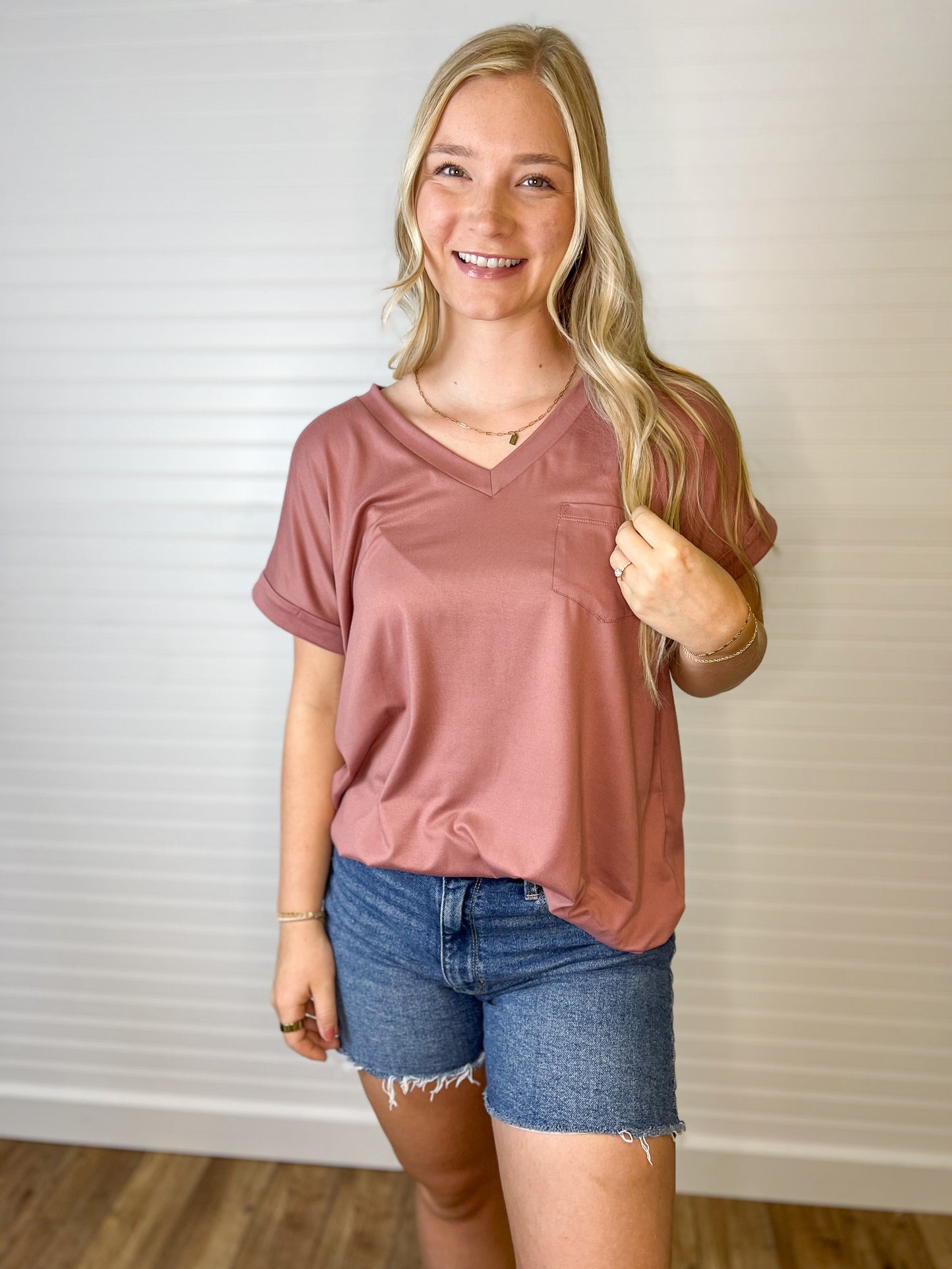 Butter Soft Pocket V-Neck Top (5 colors)