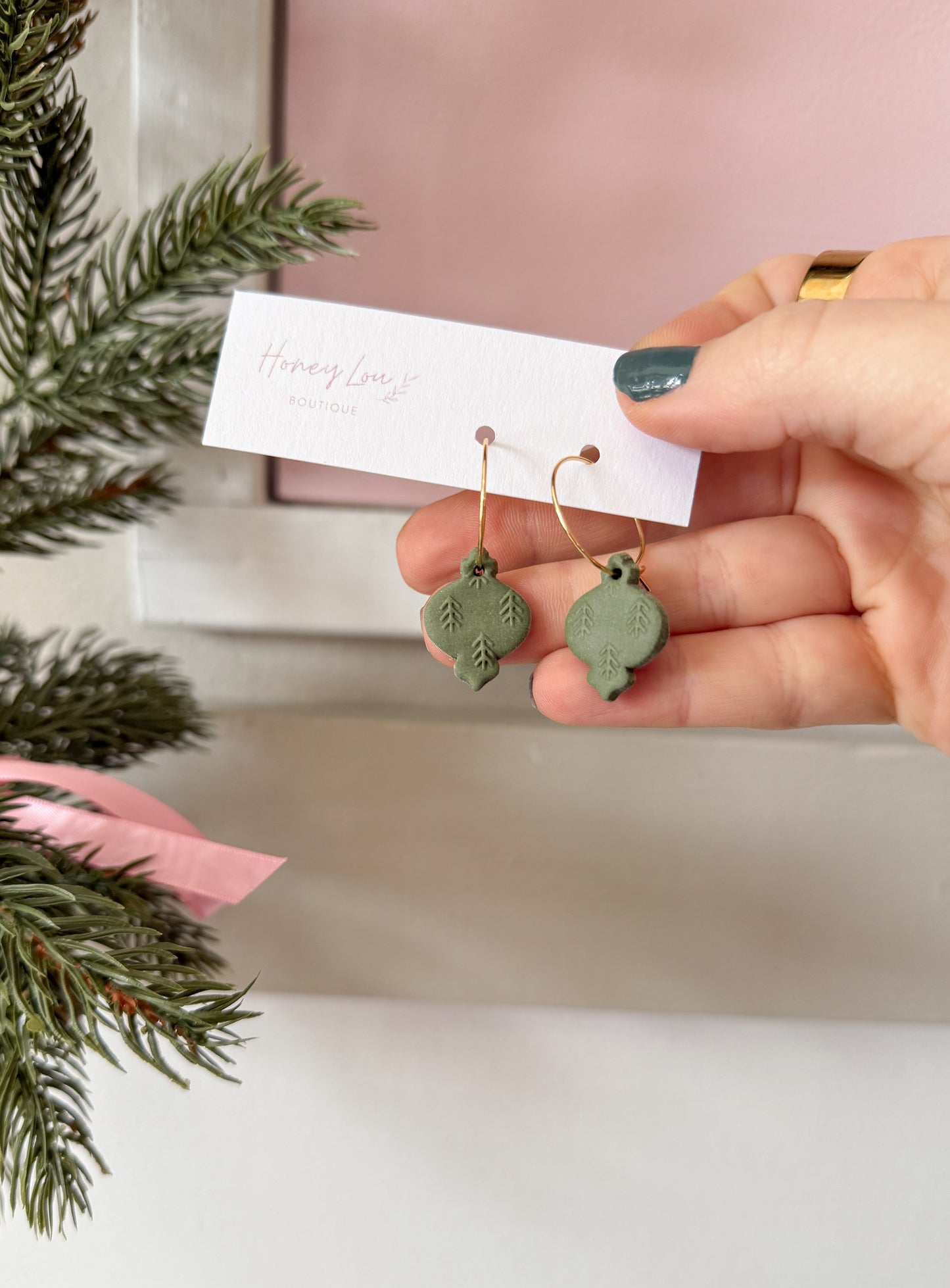 Matte Textured Hoop Ornament Clay Earrings (2 colors)