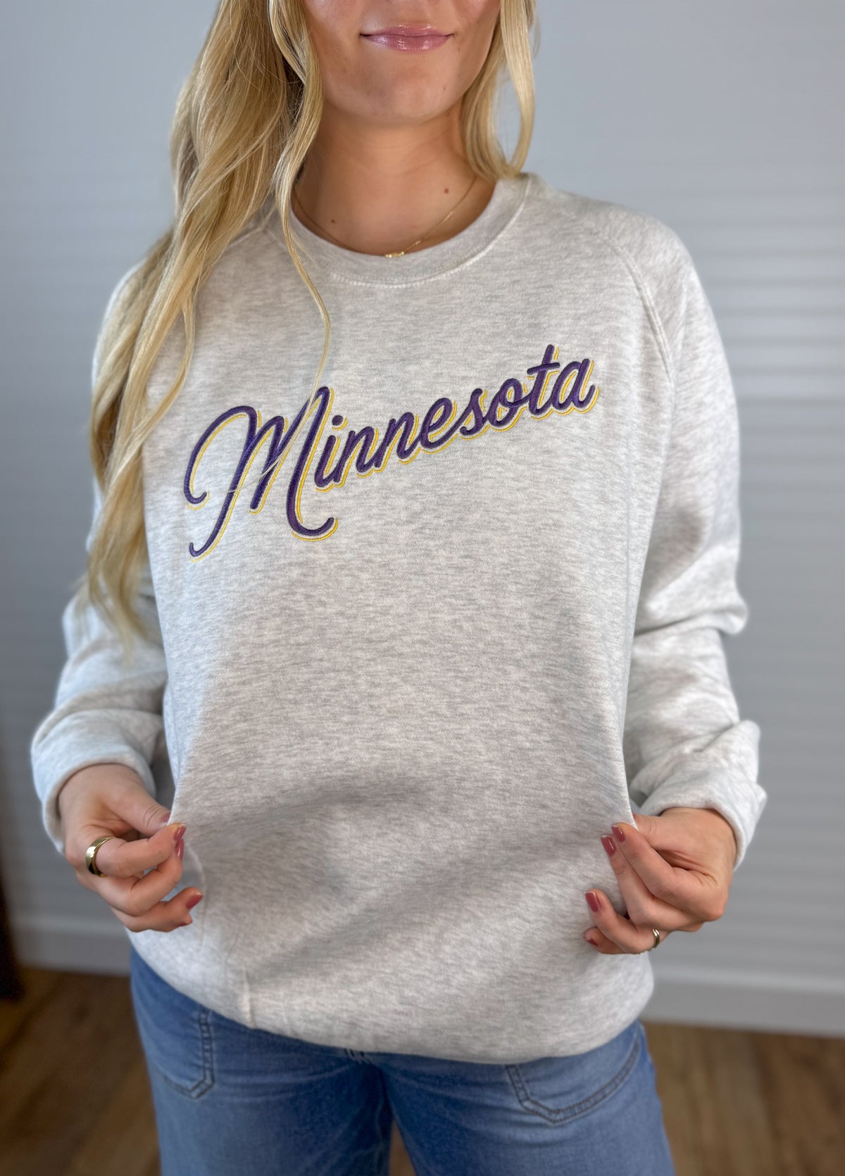 MN Embroidered Crewneck - Ash Grey