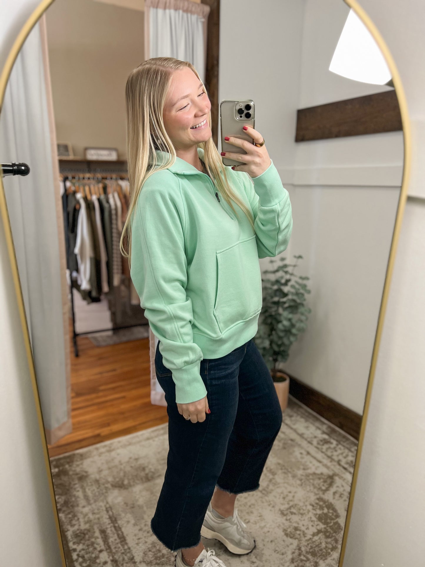 Quarter Zip Sweatshirt - Mint