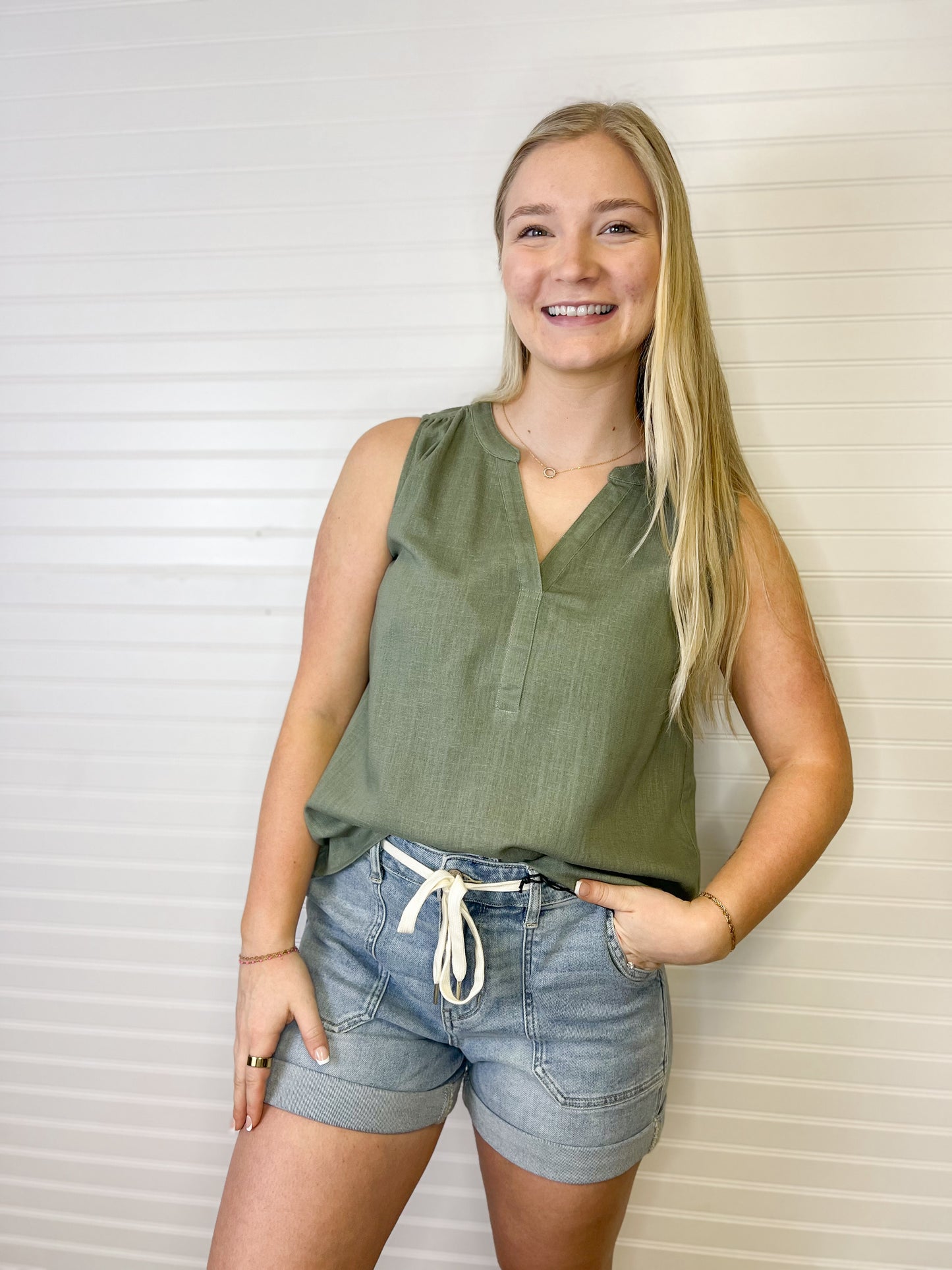 Linen Blend Blouse Tank (2 colors)