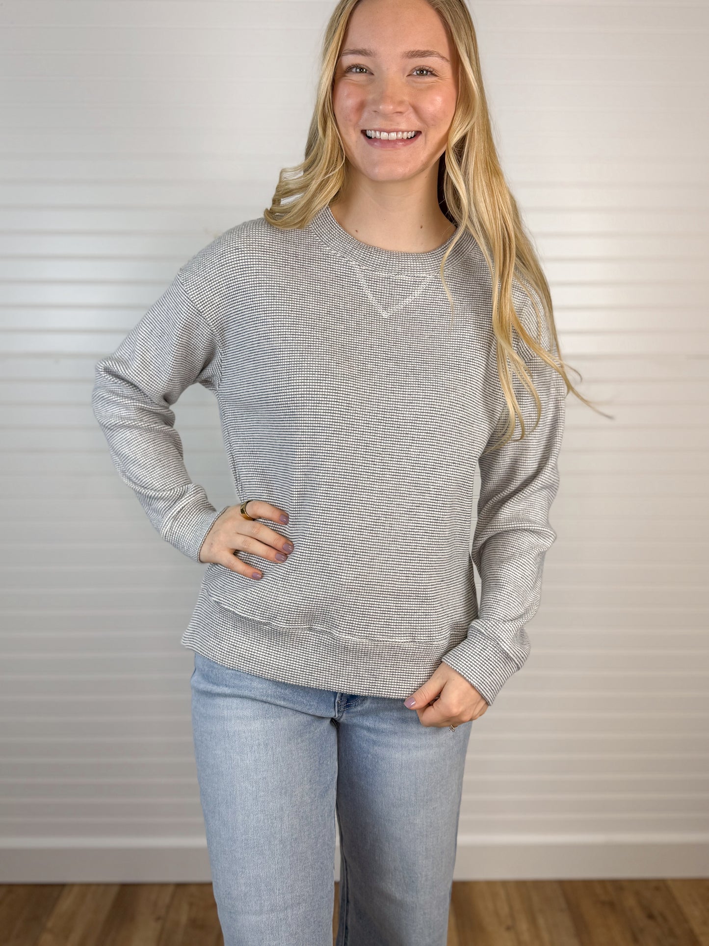 Drop Shoulder Heathered Pullover - Charcoal