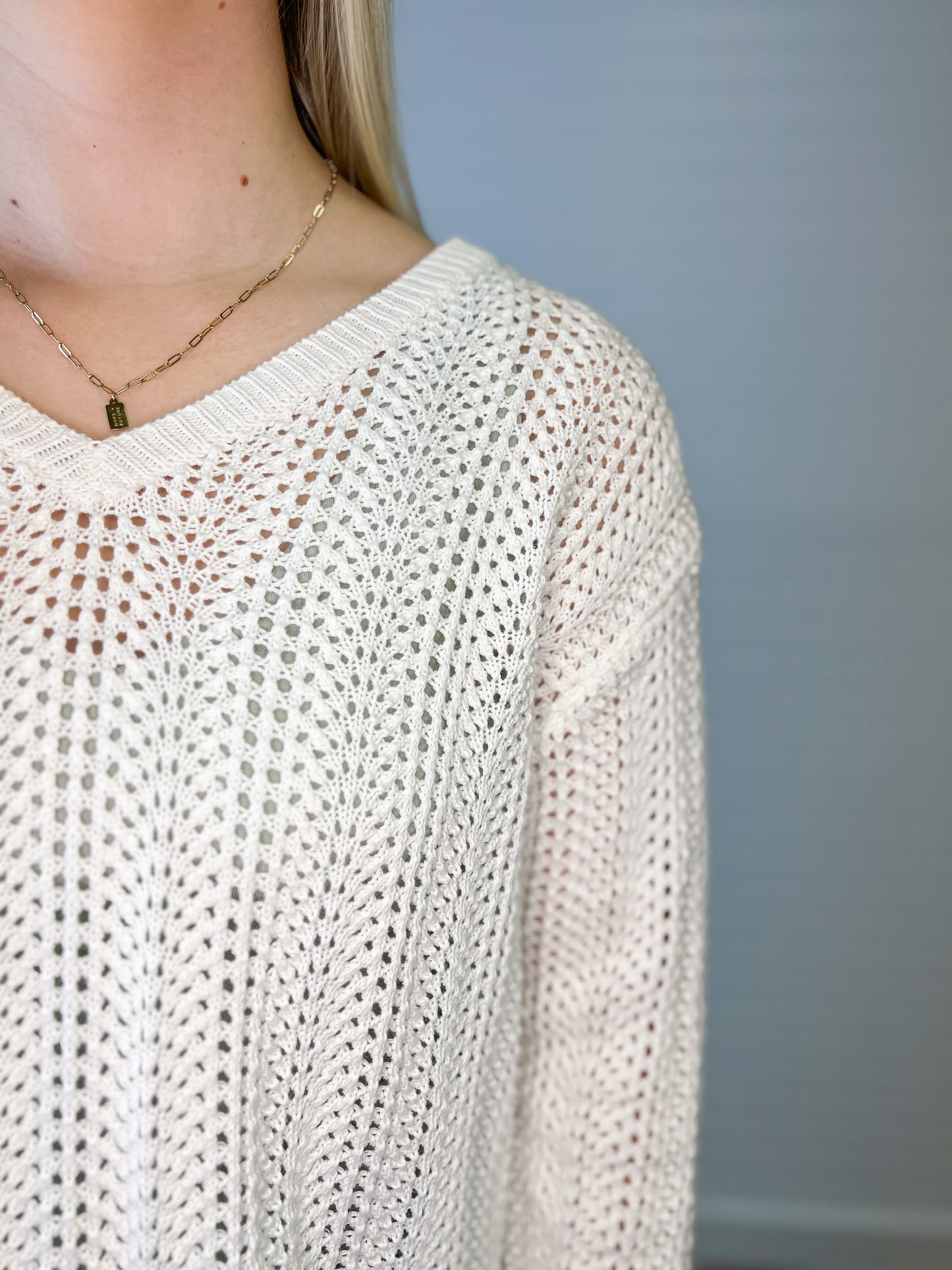 Crochet Knit Sweater - Off White