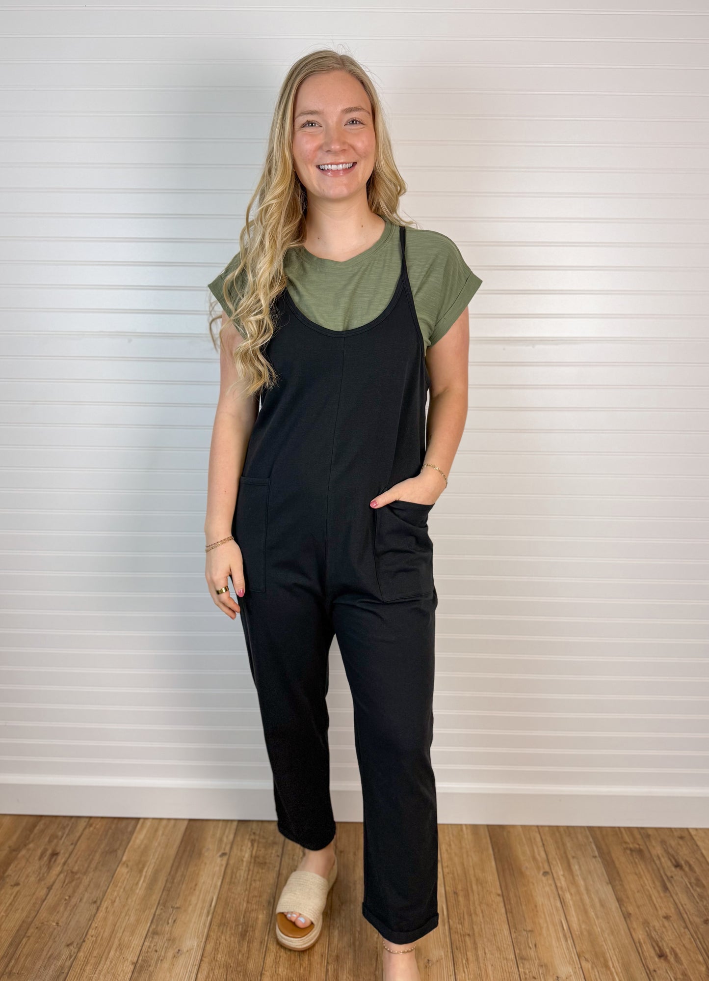 Pocketed Casual Jumpsuit - Black