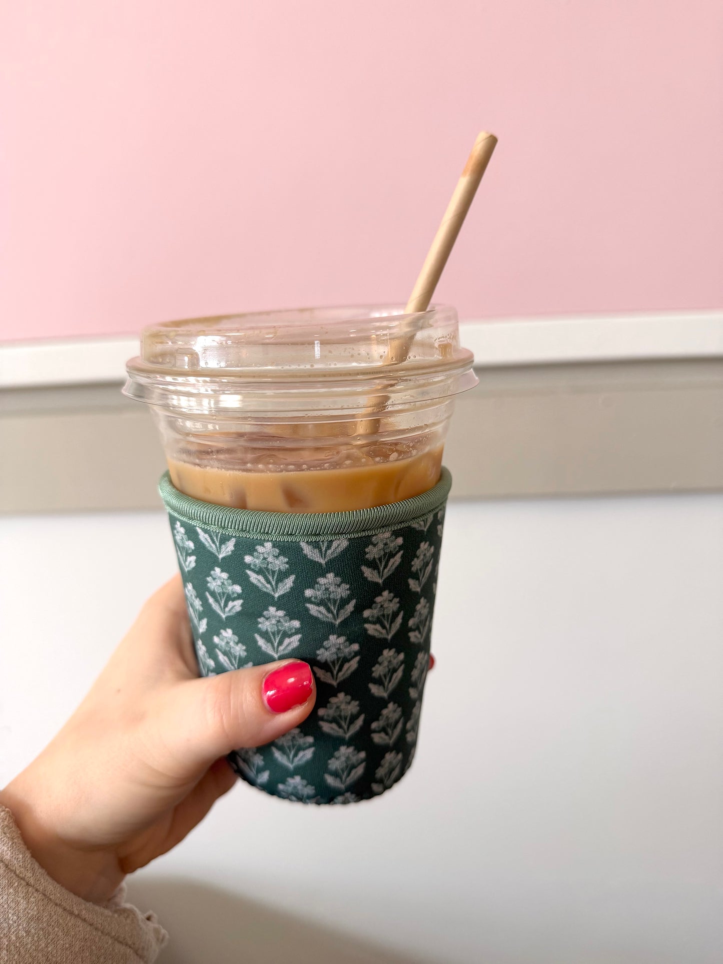 Forget Me Nots Teal Drink Sleeve | Iced Coffee Koozie