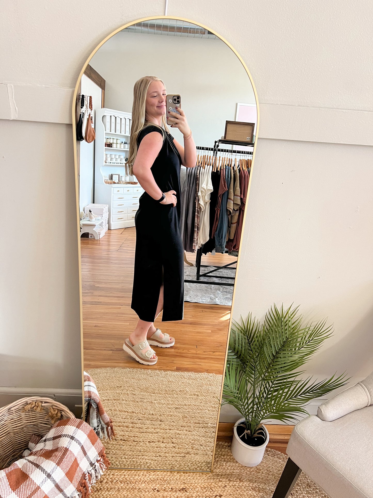 French Terry Midi Dress - Black
