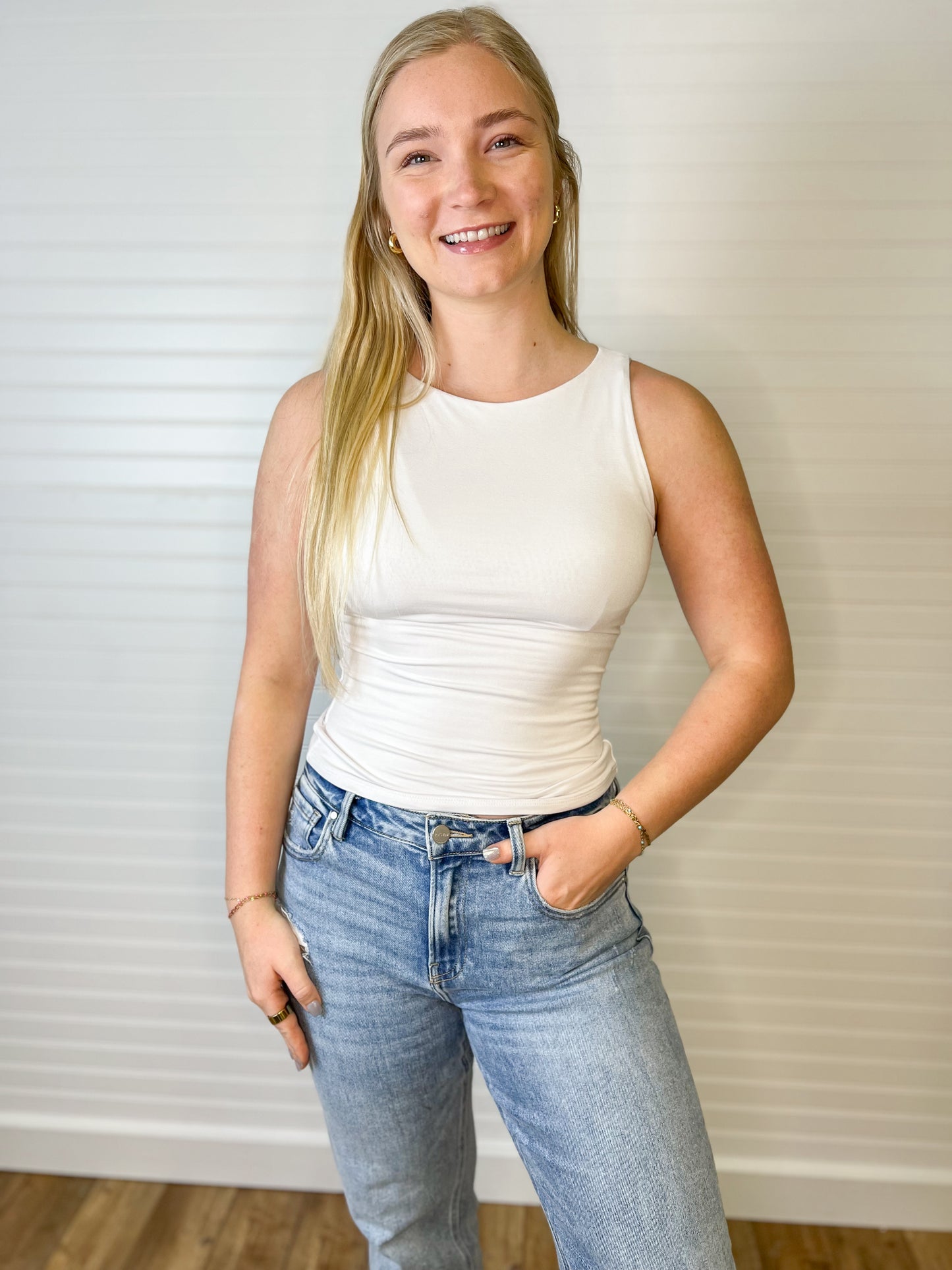 Doubled Lined Boat Neck Tank (2 colors)