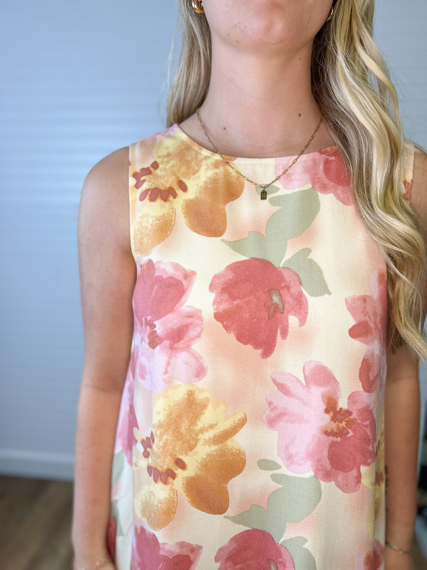 Floral Sleeveless Mini Dress - Coral Multi
