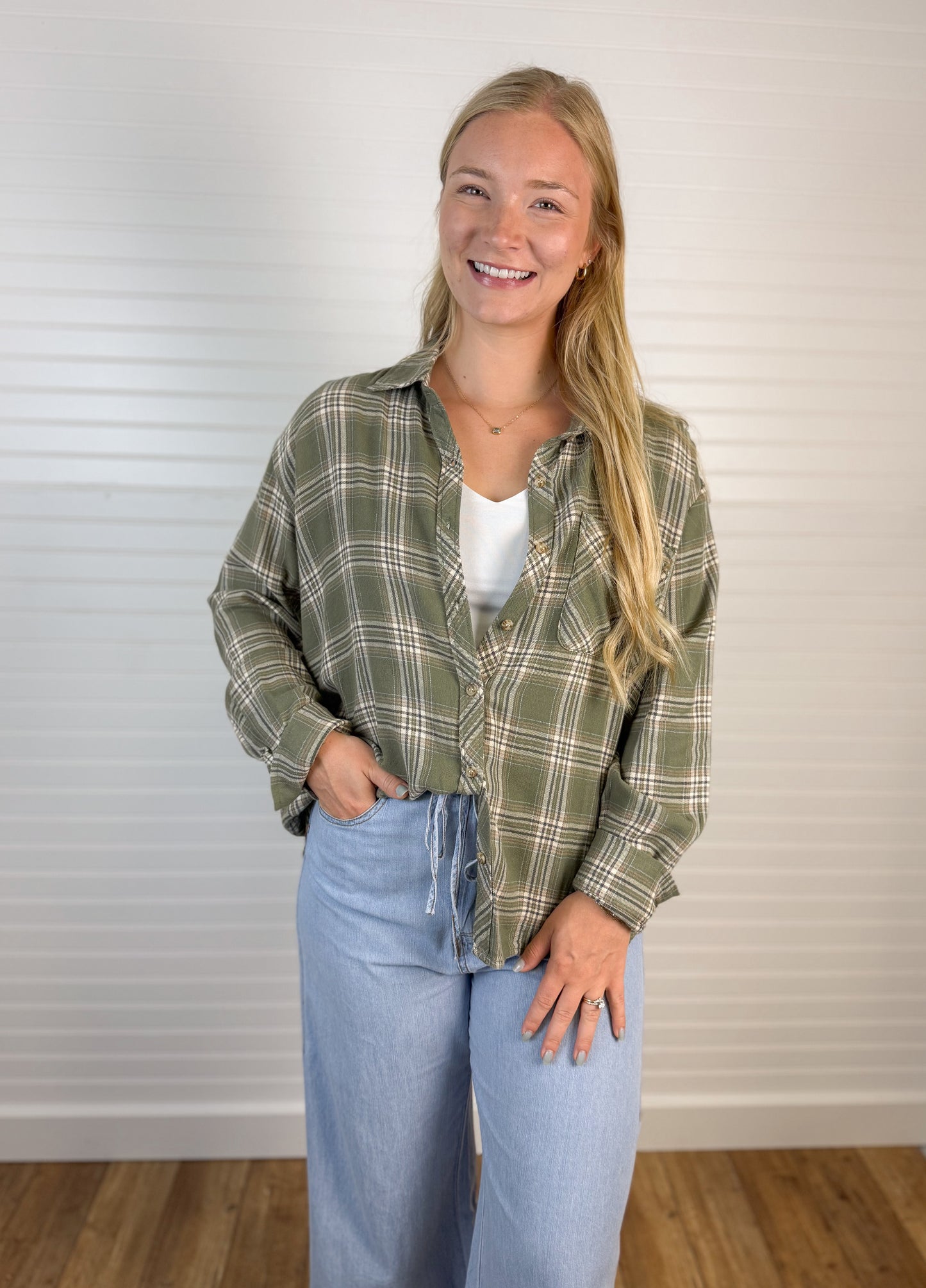 Soft Plaid Flannel Long Sleeve - Olive