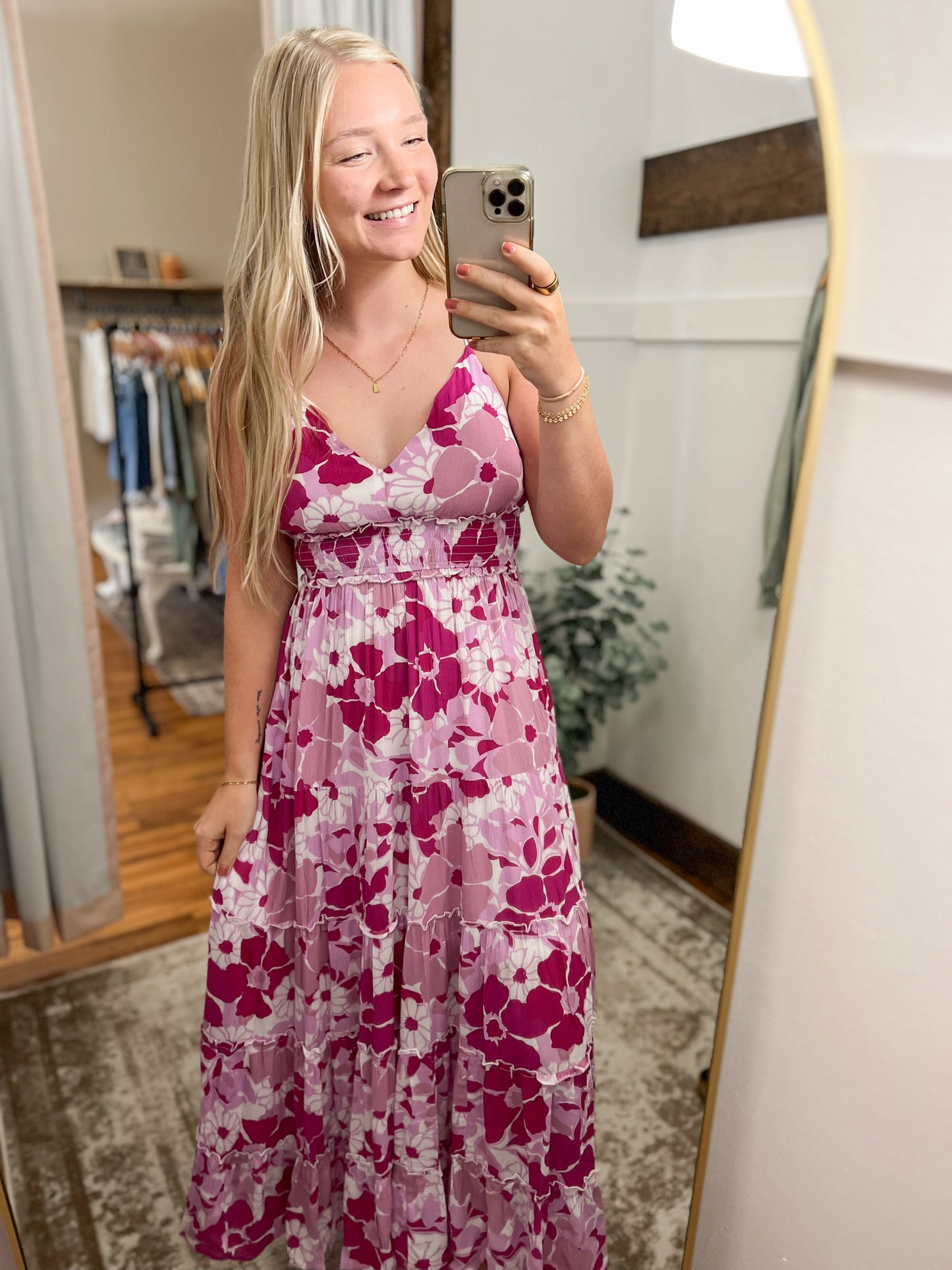 Cross Tie Back Maxi Dress - Fuchsia