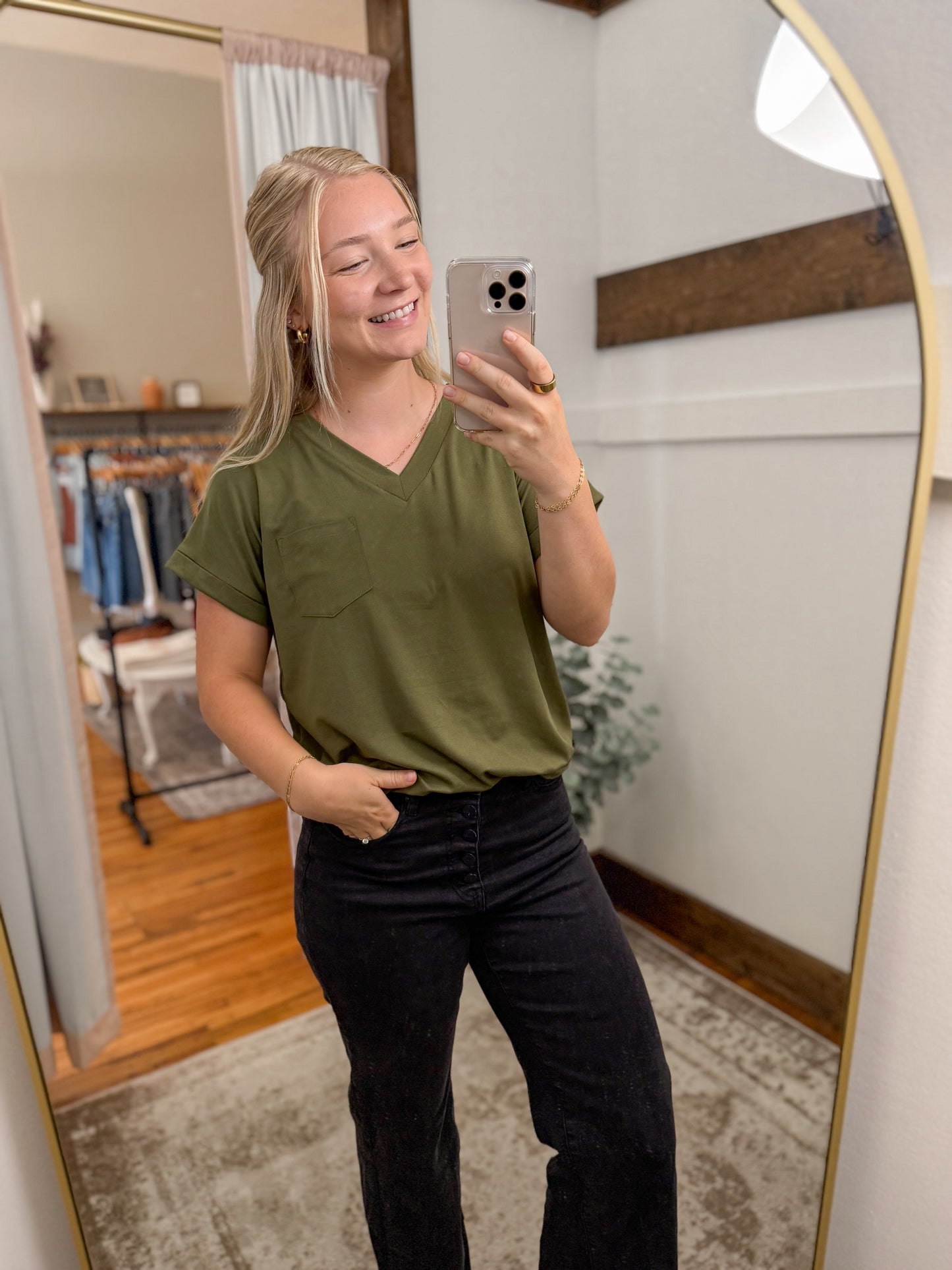 Butter Soft Pocket V-Neck Top (5 colors)