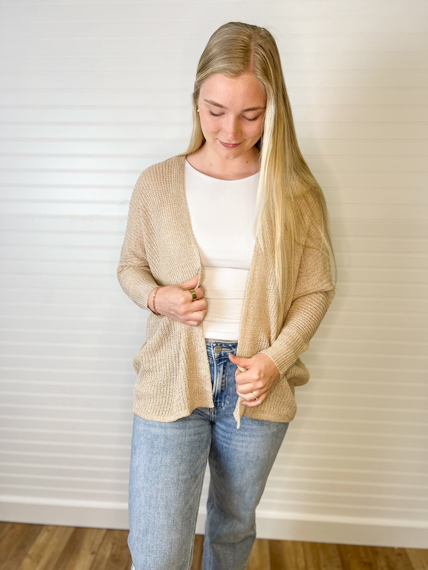 Dolman Sleeve Cardigan - Champagne
