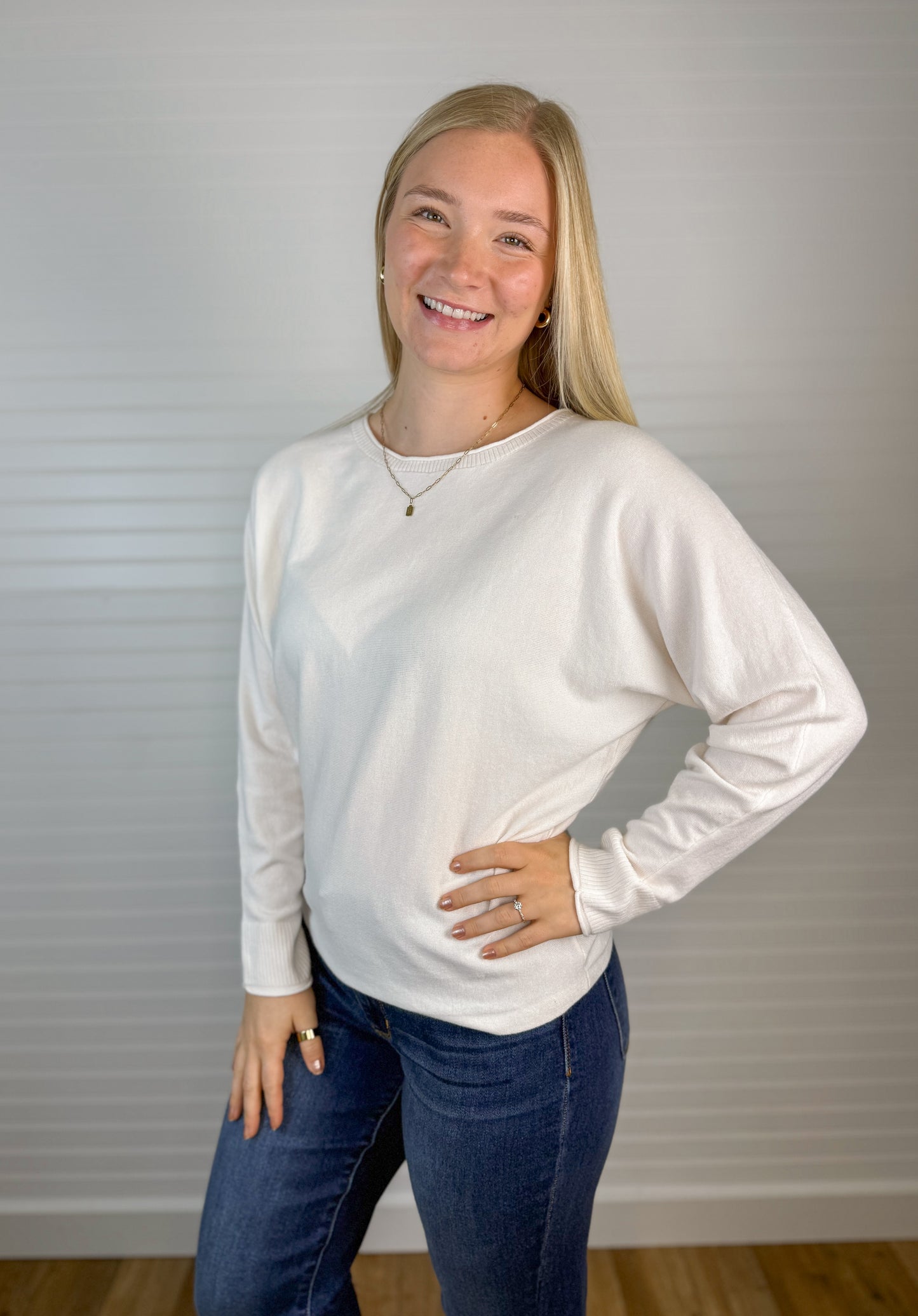 Wide Neck Soft Dolman Sweater (2 colors)