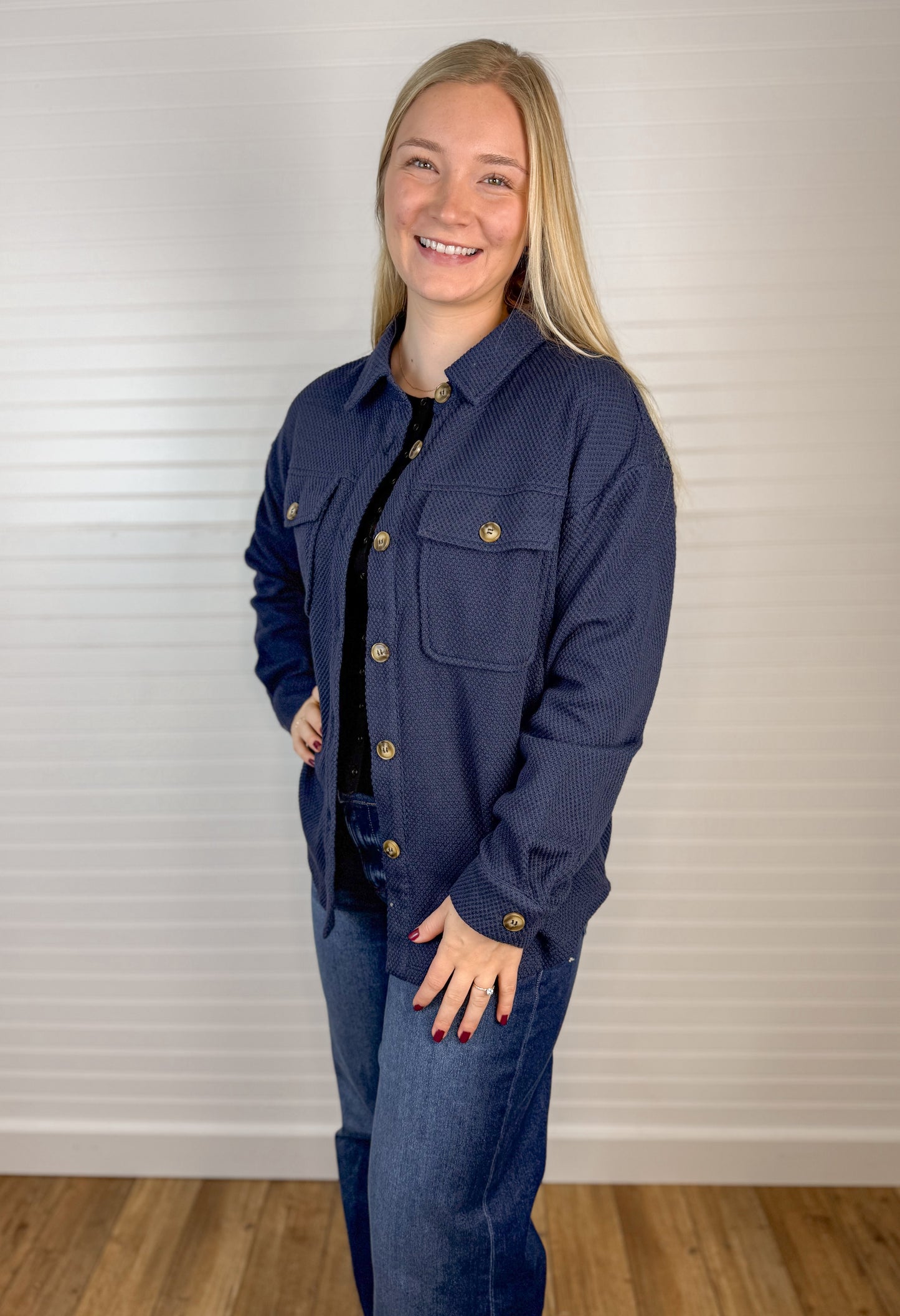 Weave Texture Button Down Shacket (2 colors)