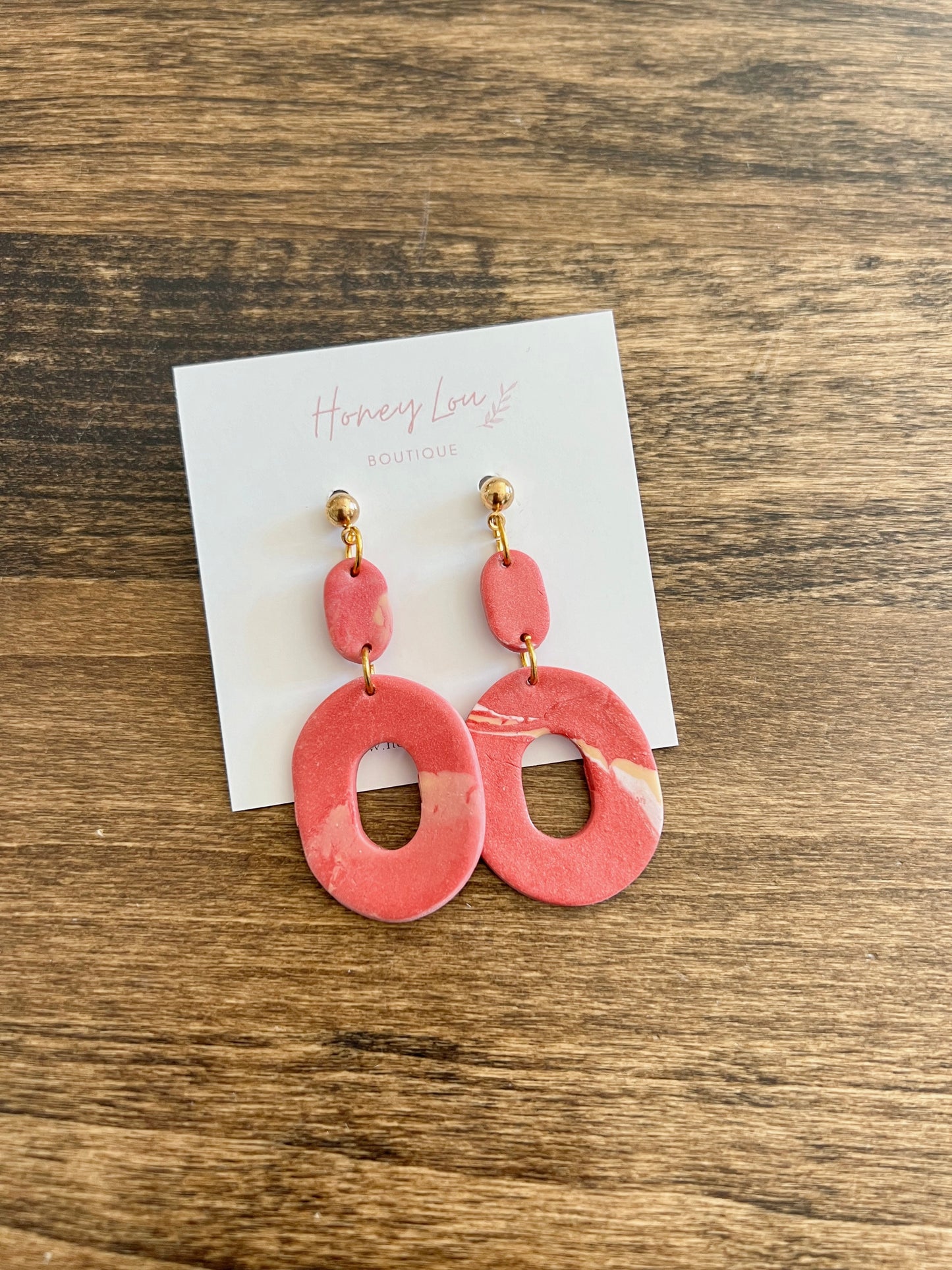 Oval Clay Earrings - Sunset Pink