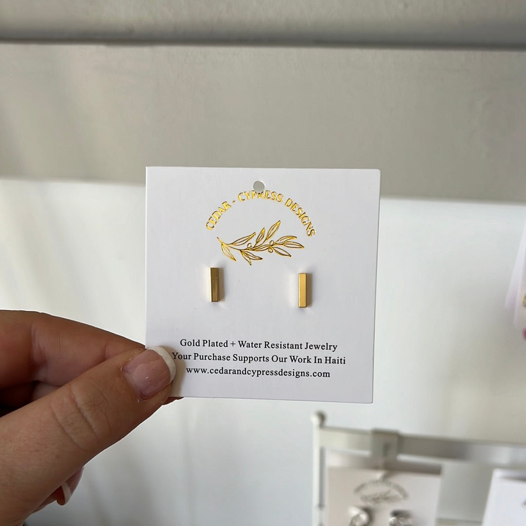 Gold Bar Earrings