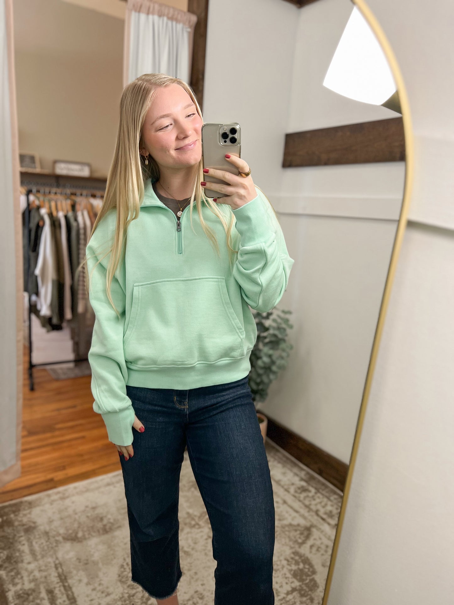 Quarter Zip Sweatshirt - Mint