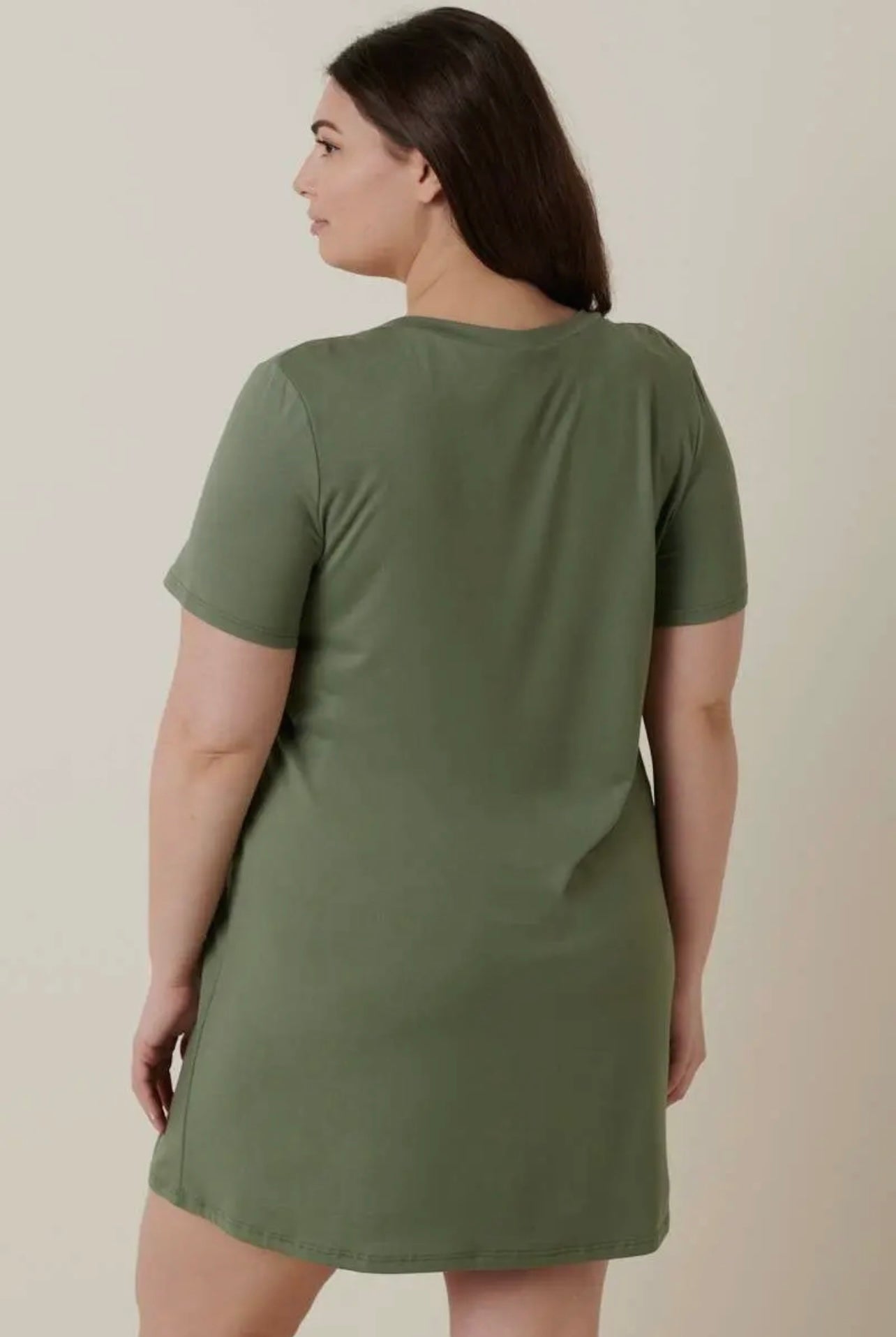 PLUS Front Pocket Short Sleeve Dress - Army Green