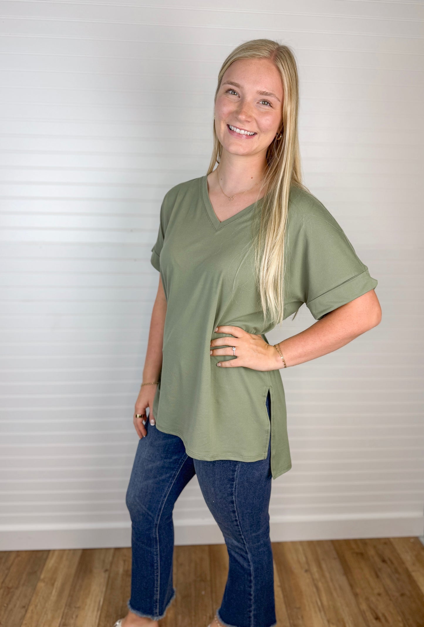 Brushed Side Slit Tee (2 colors)