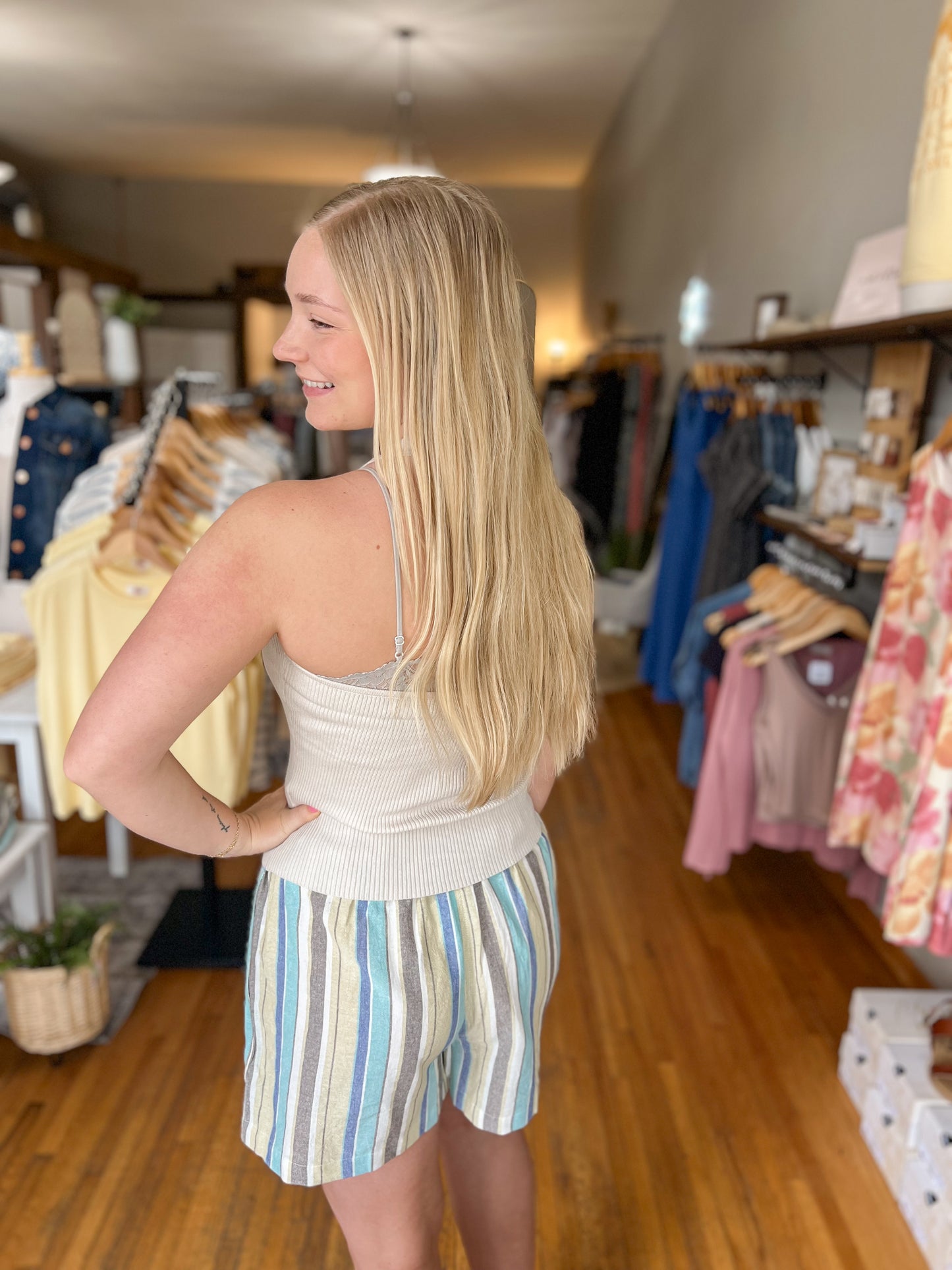 Ribbed Knit Halter Tank - Cream