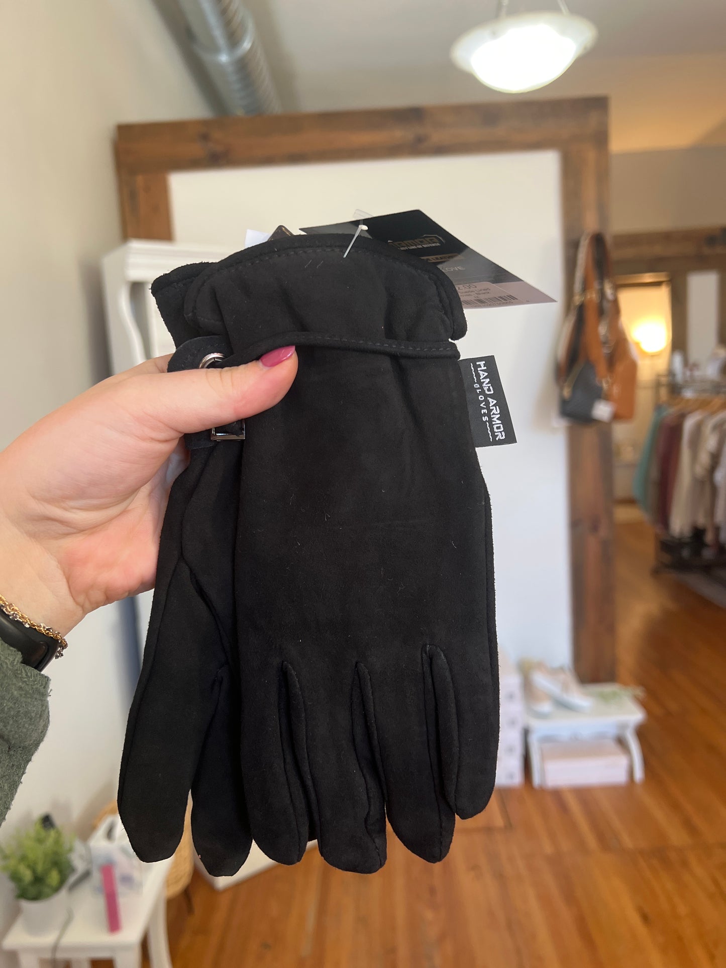 Deer Suede Lined Gloves - Black