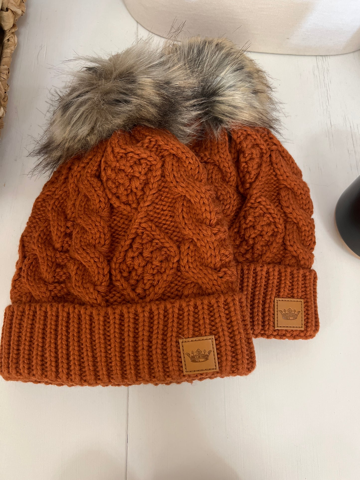 Rust Cable Knit Beanie