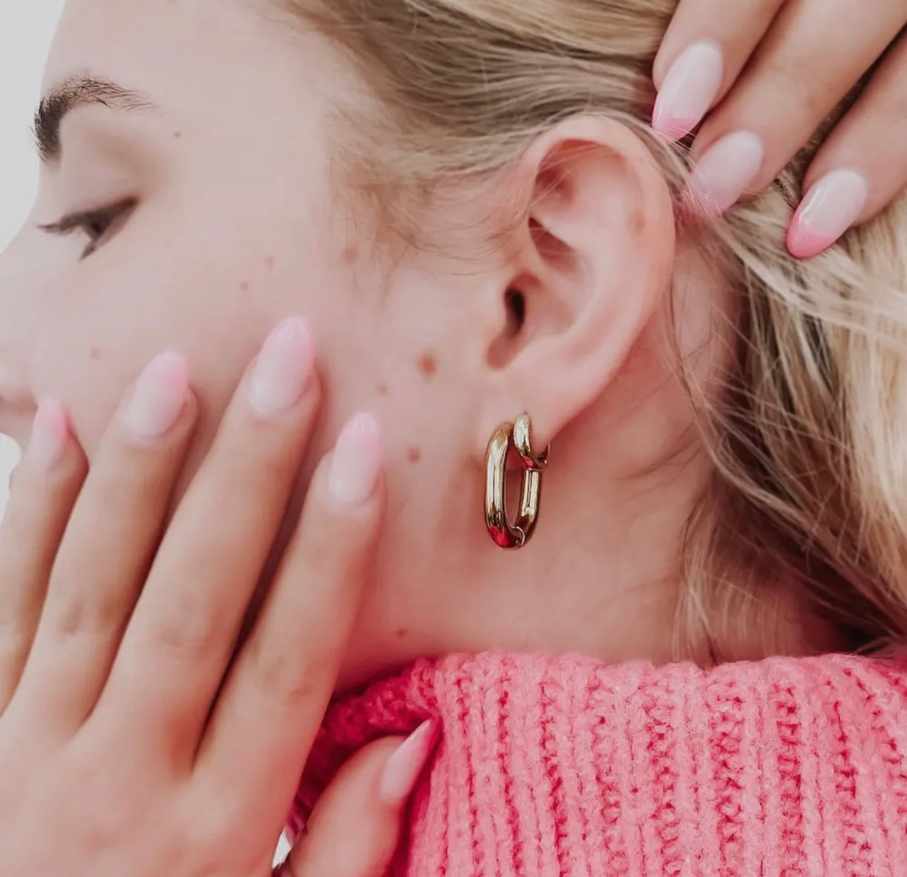 Oval Hoop Earrings - WATERPROOF