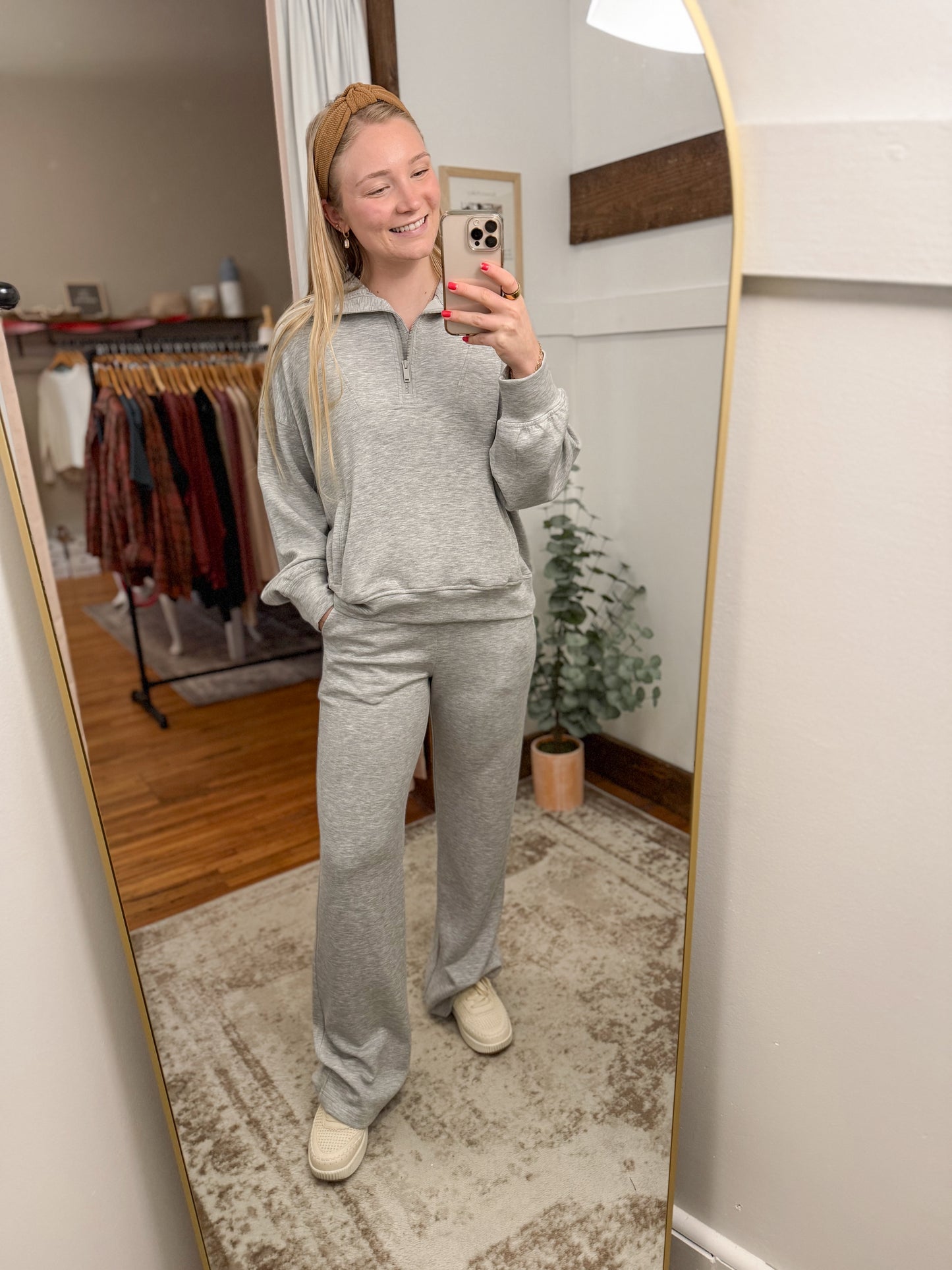 Modal Scuba Quarter Zip Pullover - Heather Grey