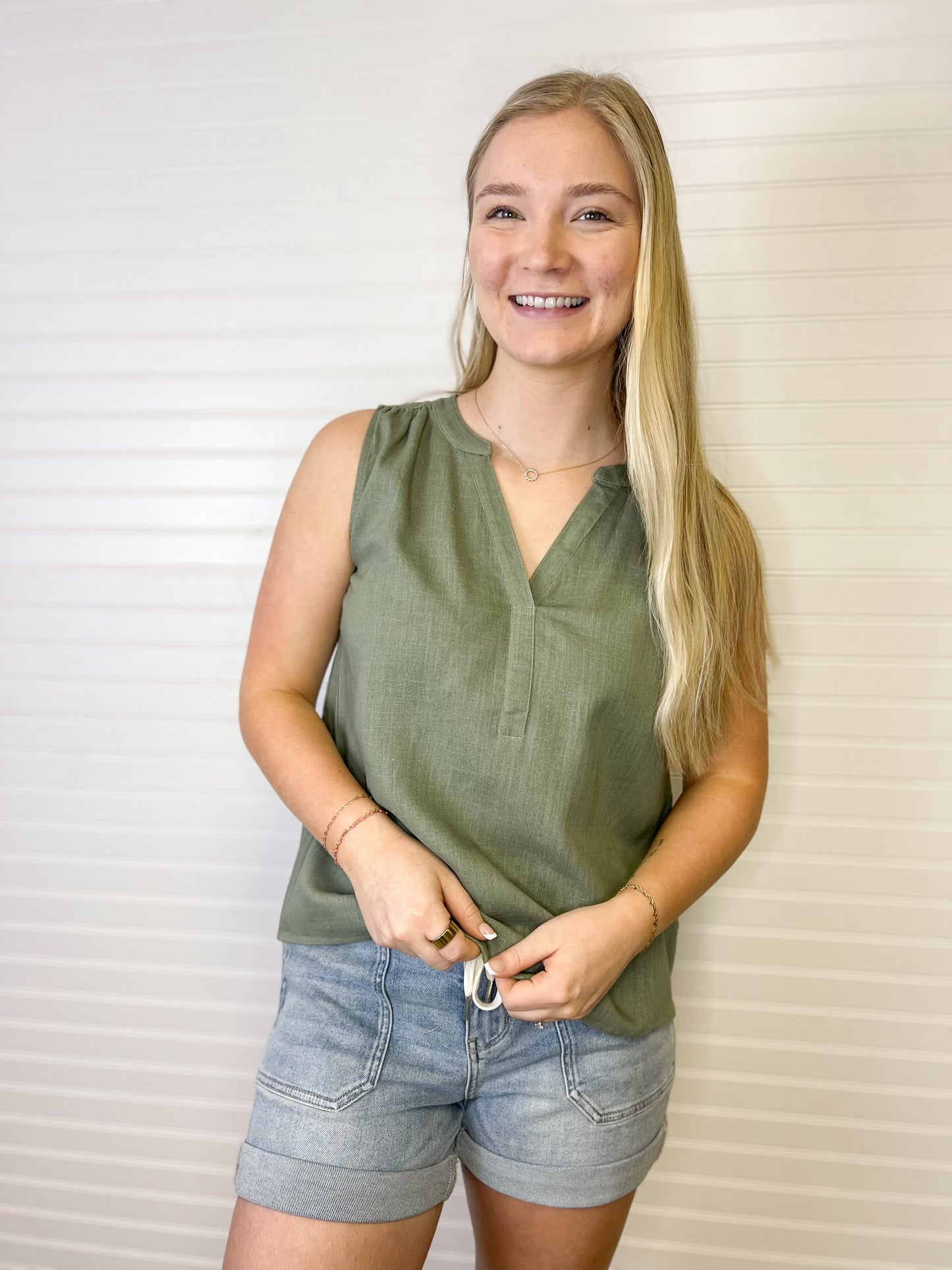 Linen Blend Blouse Tank (2 colors)