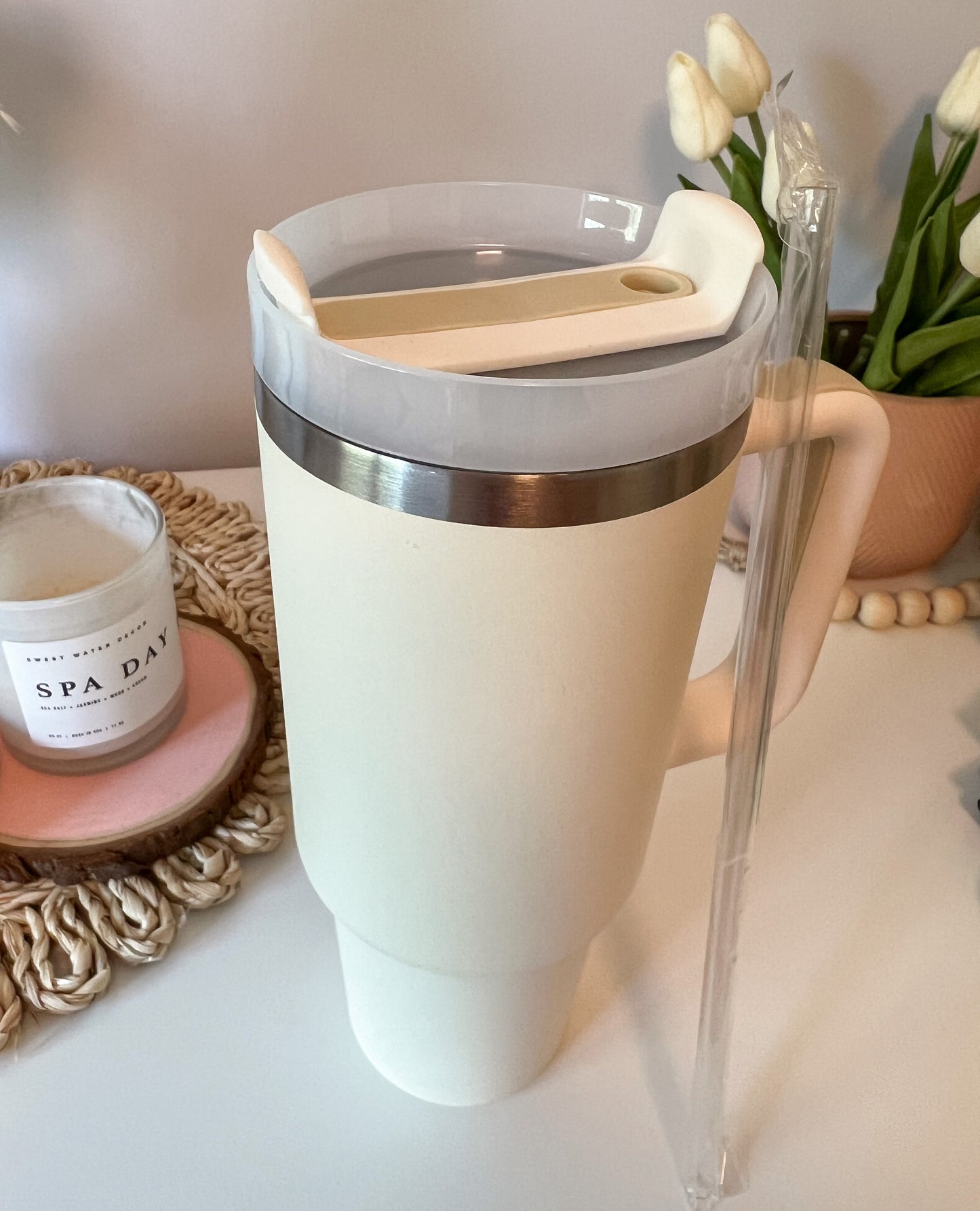 Stainless Steel 40 oz Tumbler - Off-White